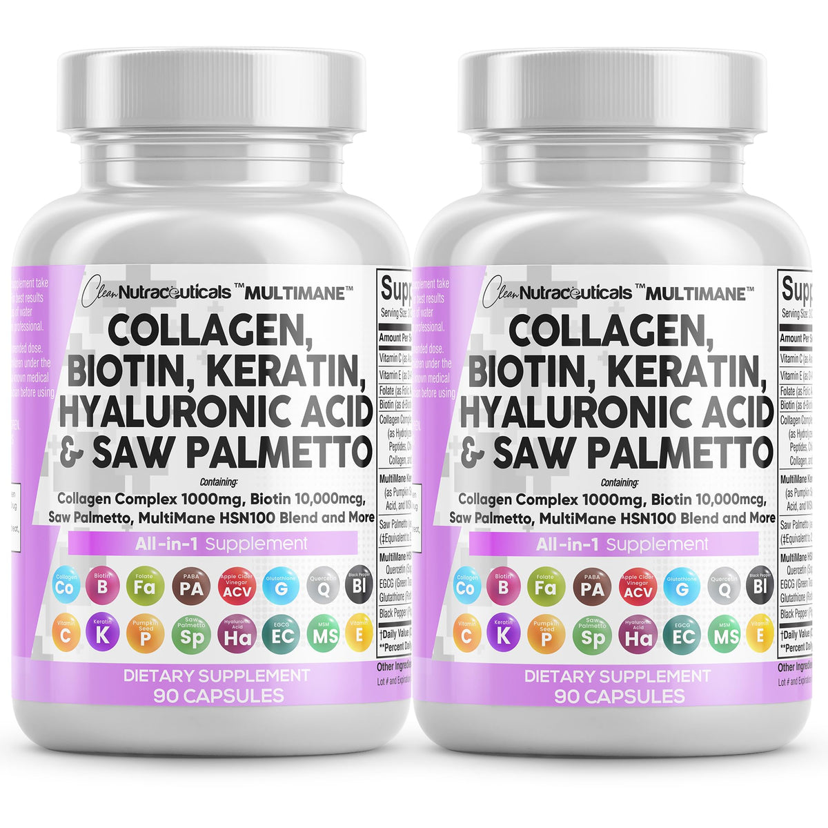 Clean Nutraceuticals: cápsulas de colágeno 1000 mg en frascos para cabello y uñas