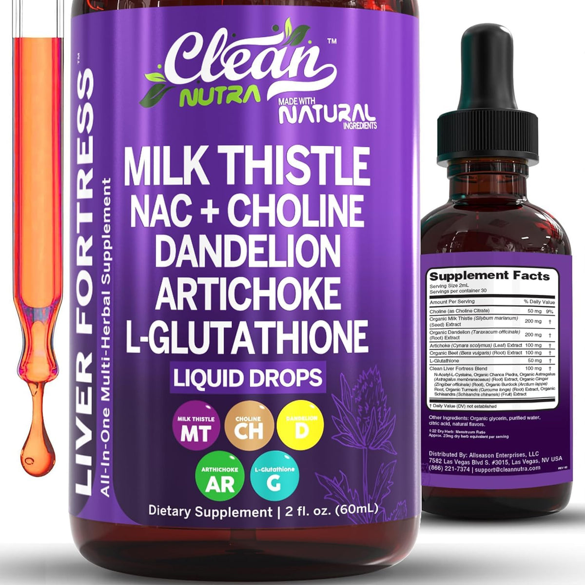 Clean Nutraceuticals Cardo Mariano NAC, botella destacada, apoyo potencial para la salud hepática diaria