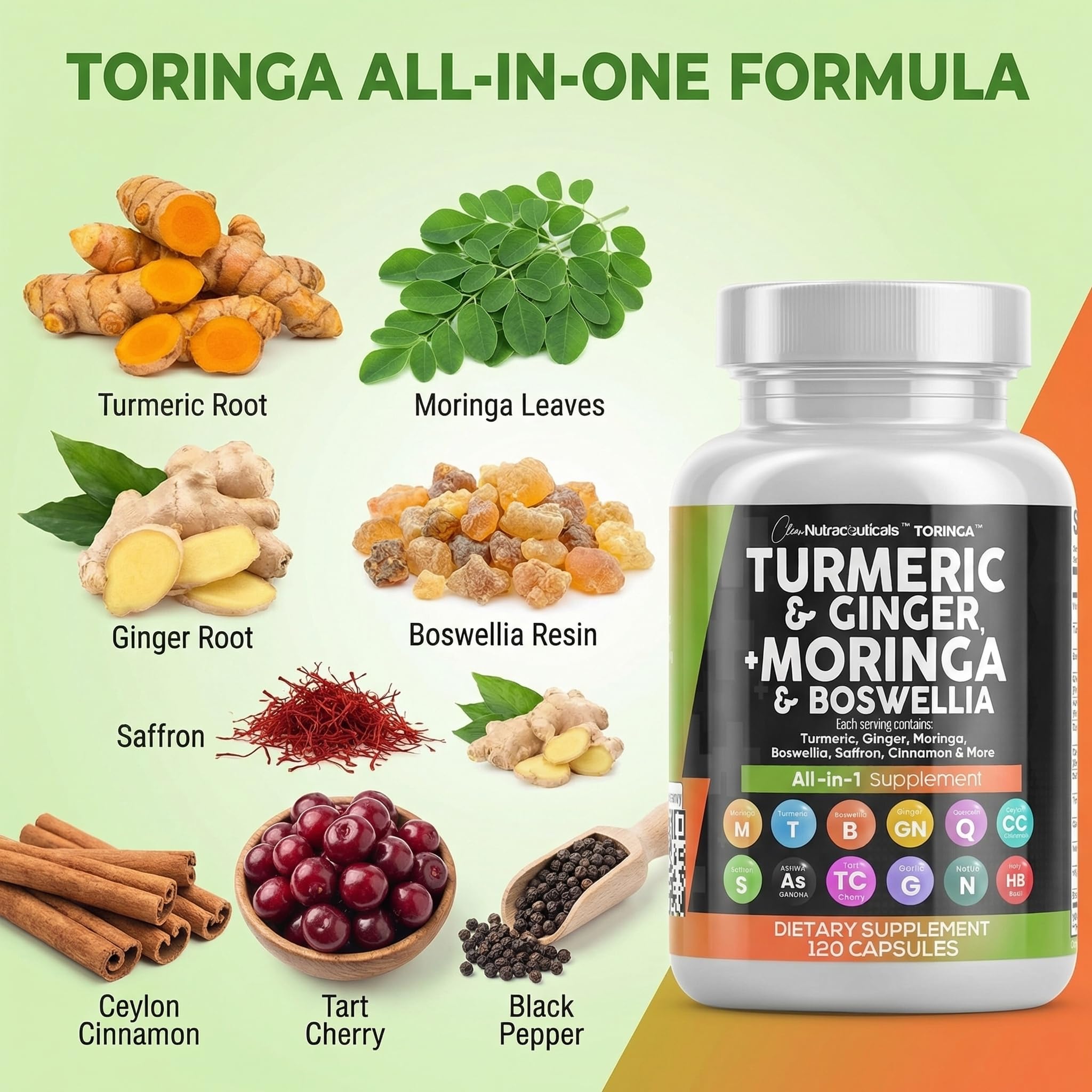 Clean Nutraceuticals cúrcuma moringa, cucharita de dosis para medir fácilmente.