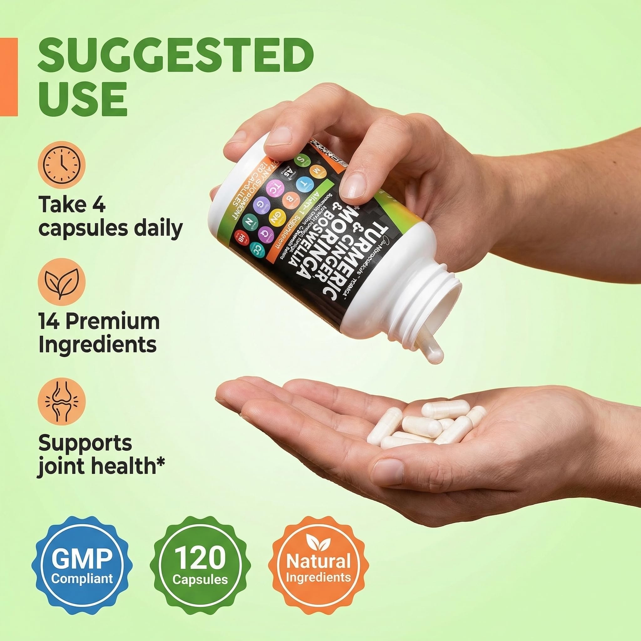 Clean Nutraceuticals cúrcuma moringa, raíces de jengibre visibles y aroma cálido.