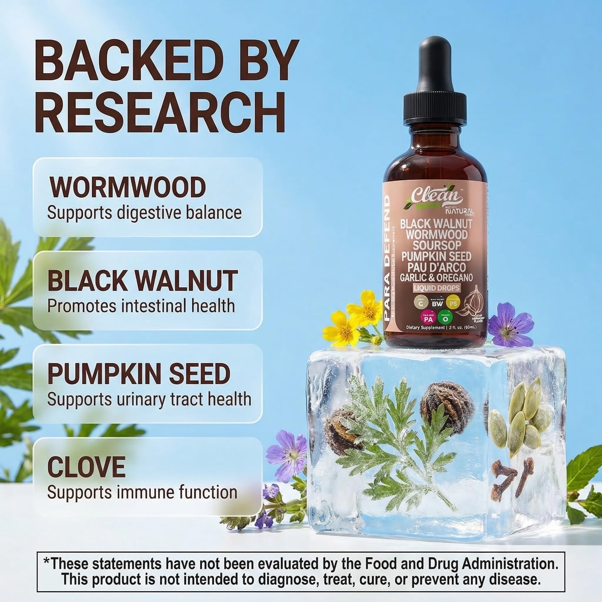 Clean Nutraceuticals: frasco con semillas de calabaza para salud general.