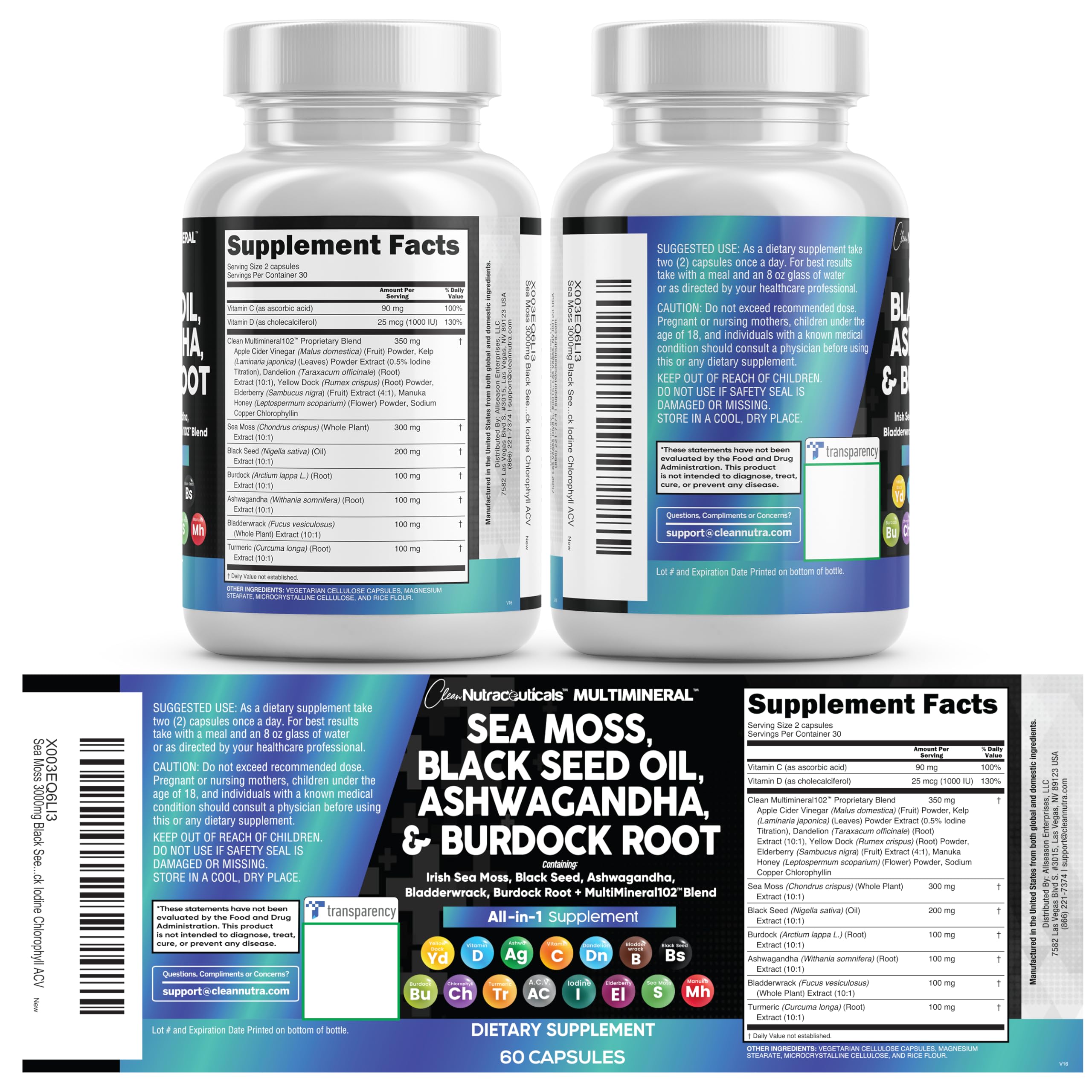 Clean Nutraceuticals dos paquetes empaque: presentación y conveniencia