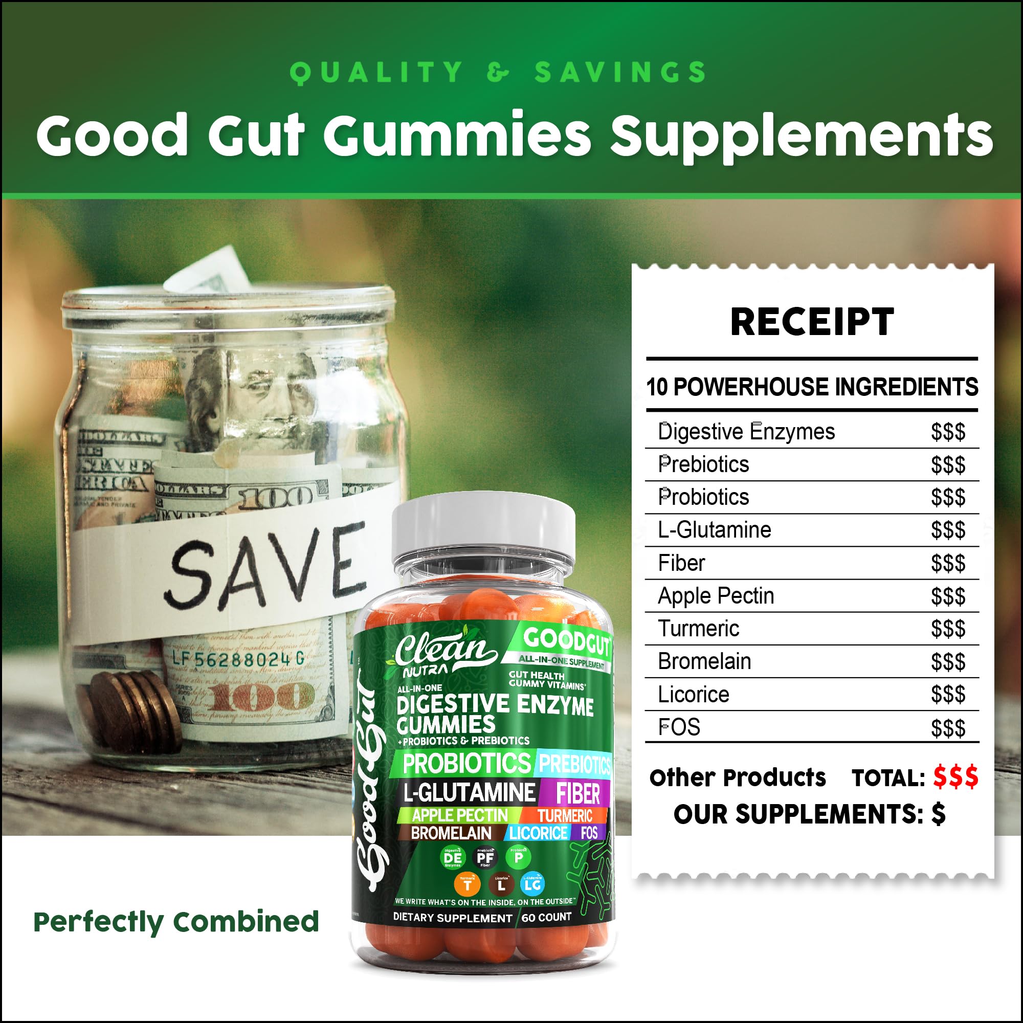 Fibra y FOS de Clean Nutraceuticals que respaldan la salud intestinal.