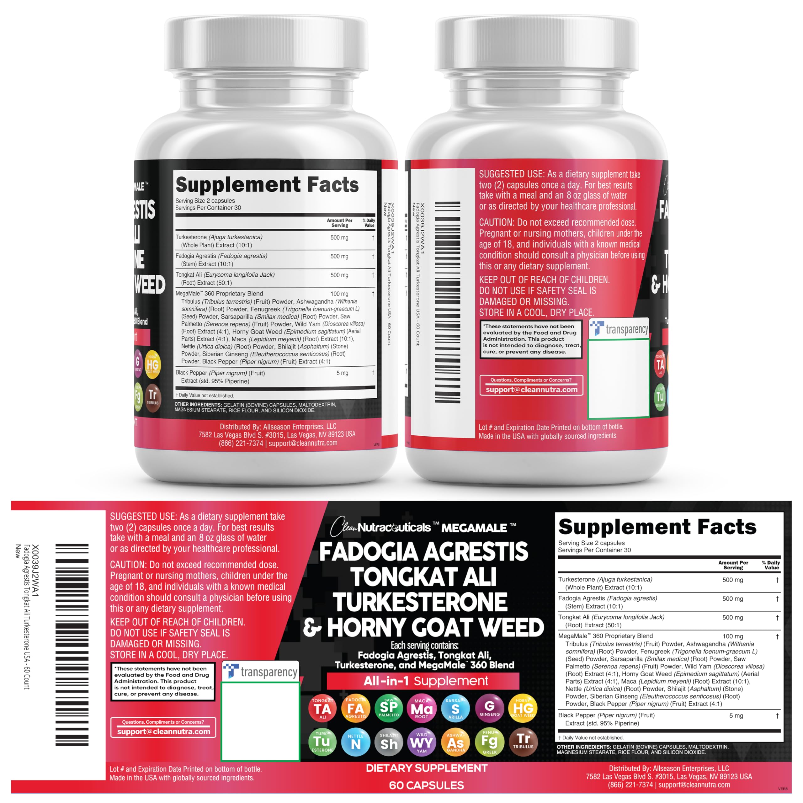 Clean Nutraceuticals Fórmula 16-en-1, cápsulas para conveniencia diaria