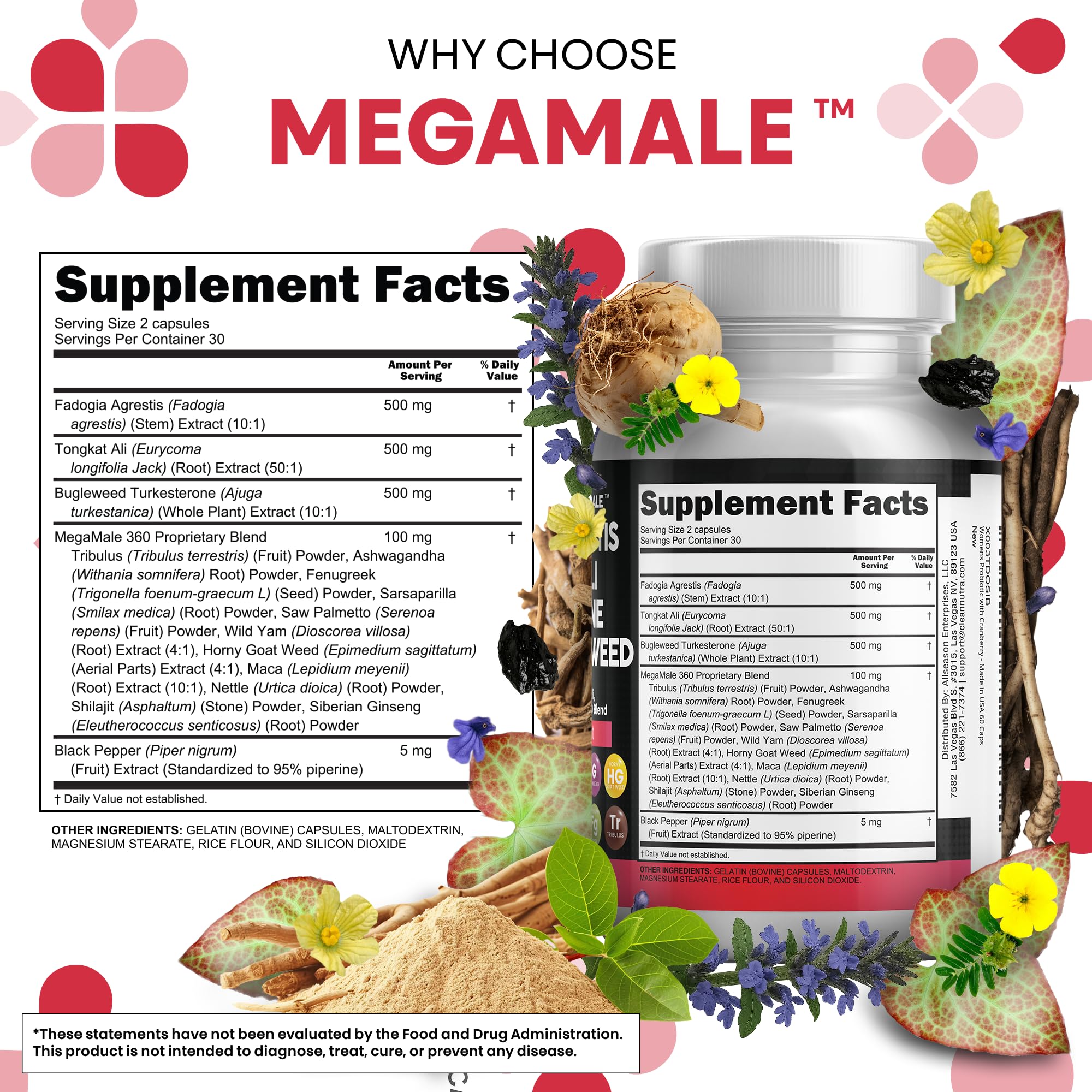 Clean Nutraceuticals Ginseng Siberiano, cápsulas para resistencia y claridad