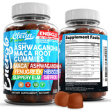 Gomitas de Clean Nutraceuticals Ashwagandha y Maca en durazno, energía diaria.