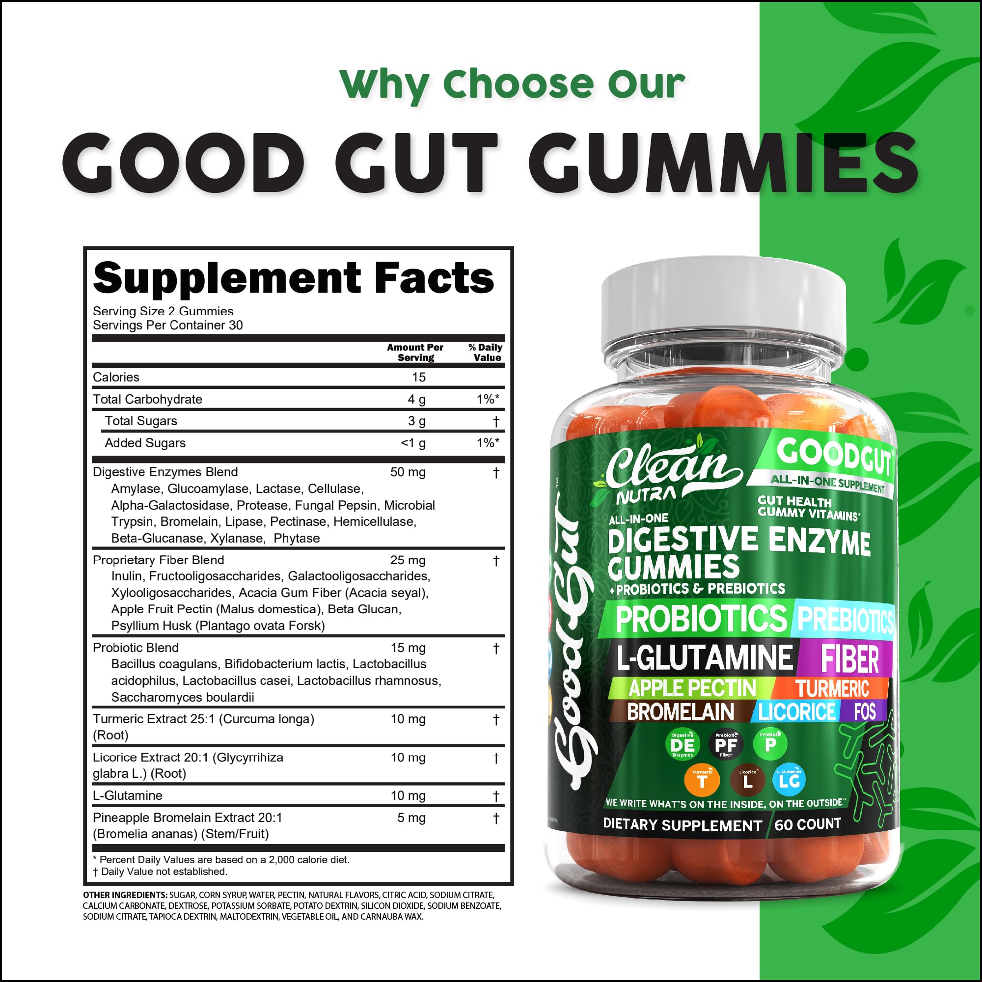 Gomitas veganas sin gluten de Clean Nutraceuticals para comer sin preocupaciones.