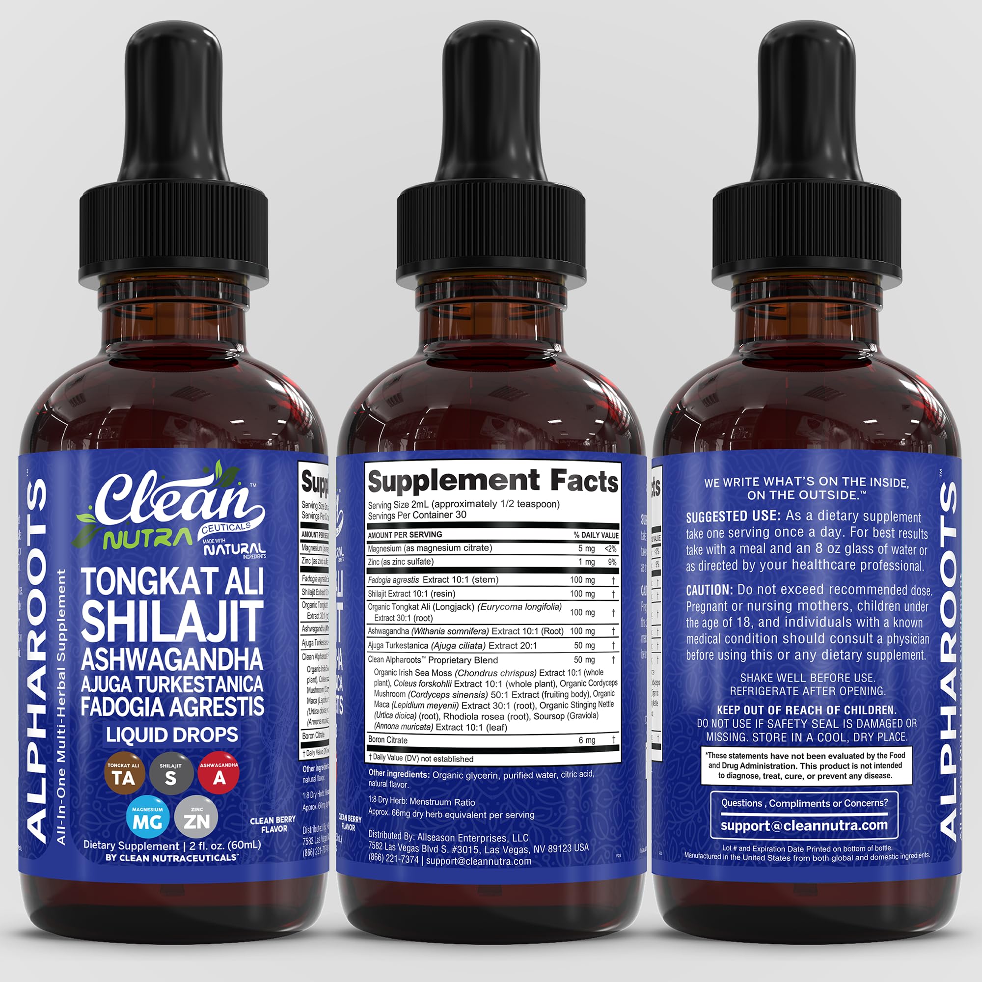 Clean Nutraceuticals gotas Cordyceps, primer plano para energía y vitalidad