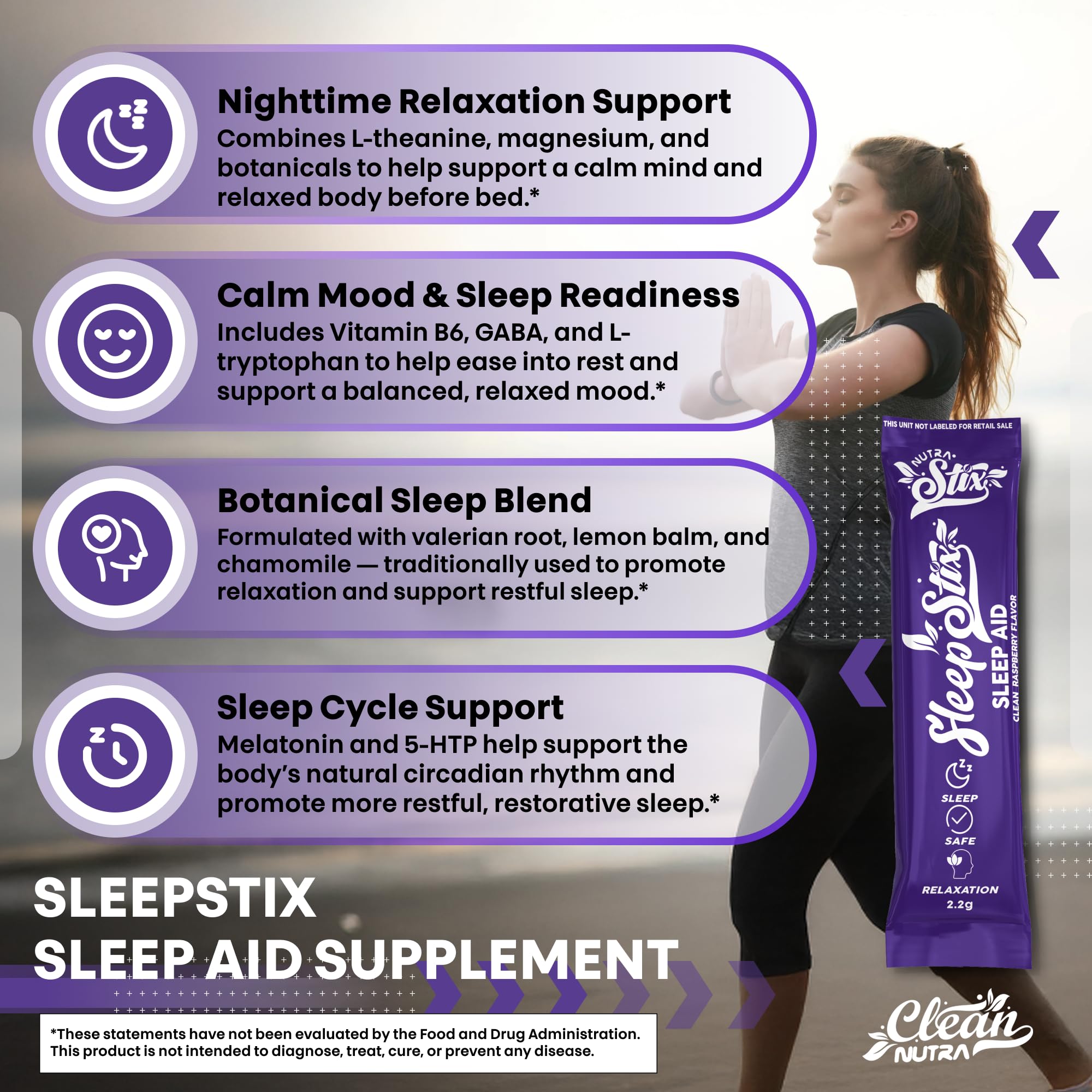 Clean Nutraceuticals ingredientes calma neurotransmisores: ayuda suave para la tranquilidad nocturna.