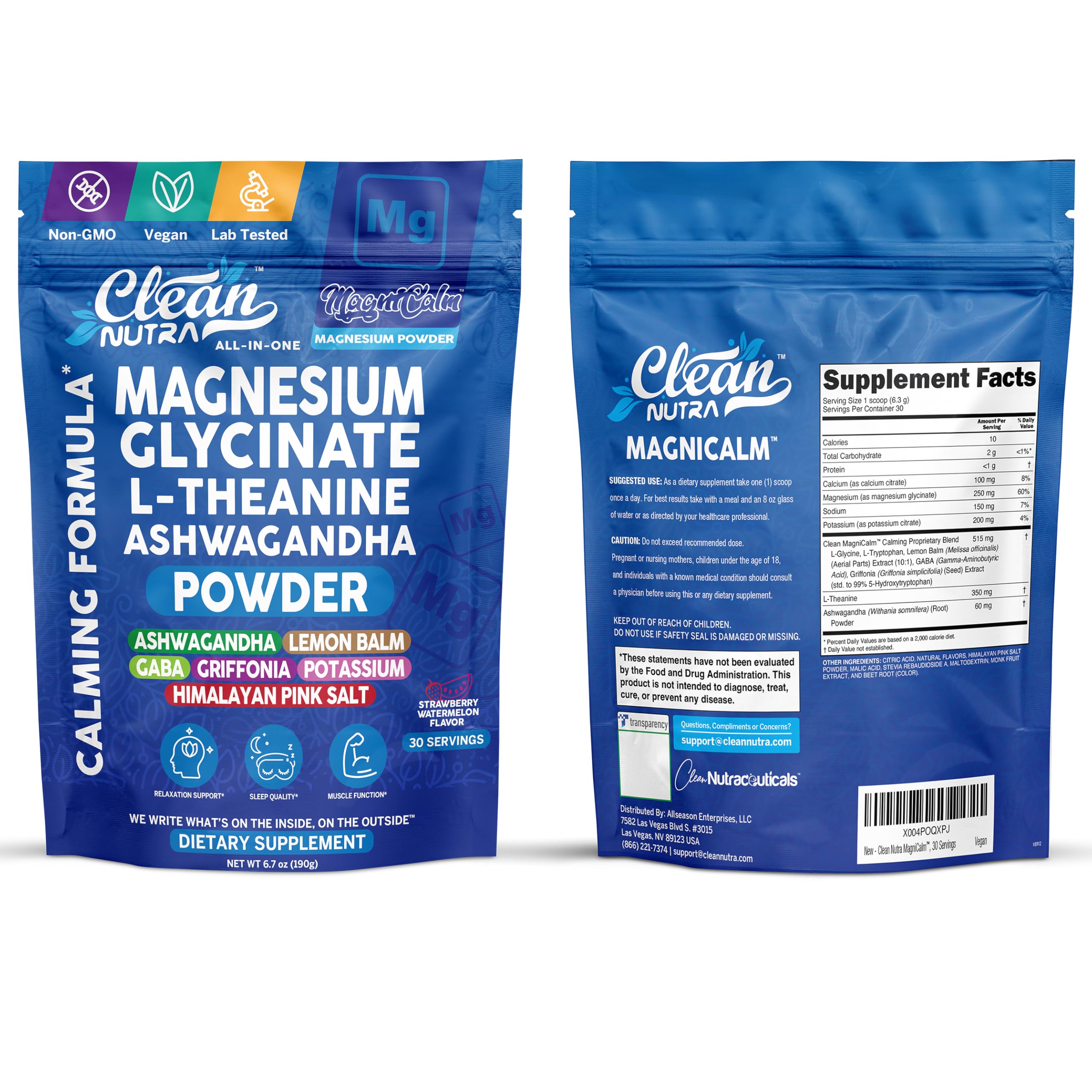 Fórmula Clean Nutraceuticals con ashwagandha y melisa para equilibrio.