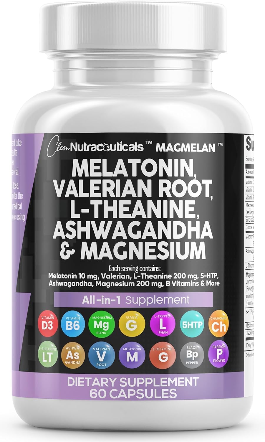 Clean Nutraceuticals Melatonina-10mg cápsulas: ayuda a regular el sueño y la relajación nocturna