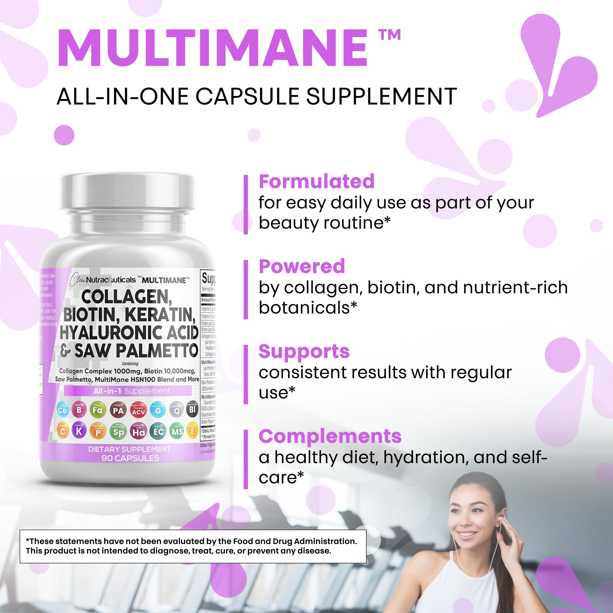Clean Nutraceuticals: mezcla 16 en 1 de nutrientes para cabello y piel