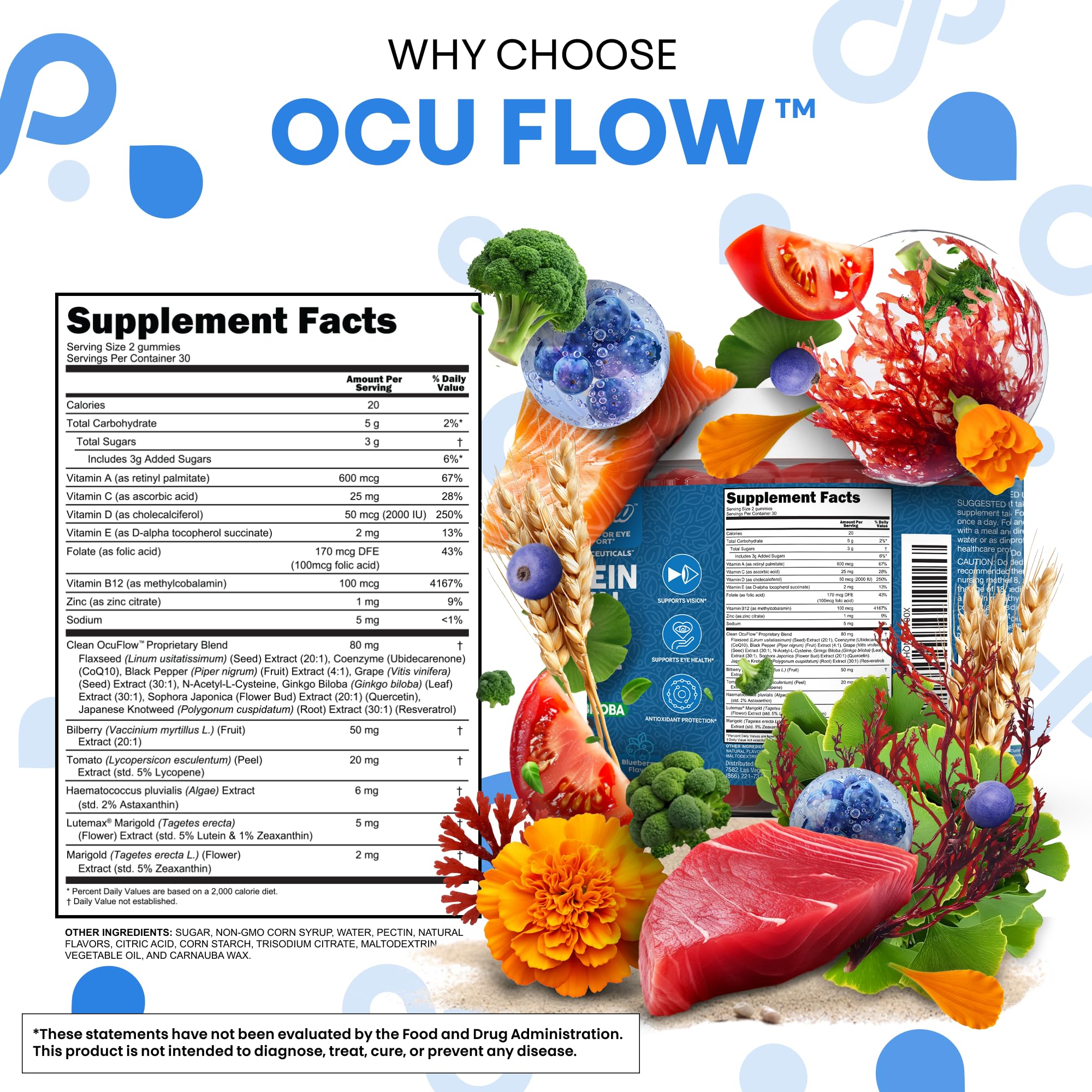 Clean Nutraceuticals OcuFlow gomitas con luteína para visión
