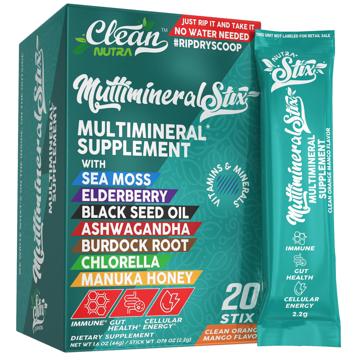 Clean Nutraceuticals palitos en bote para apoyo diario de la inmunidad