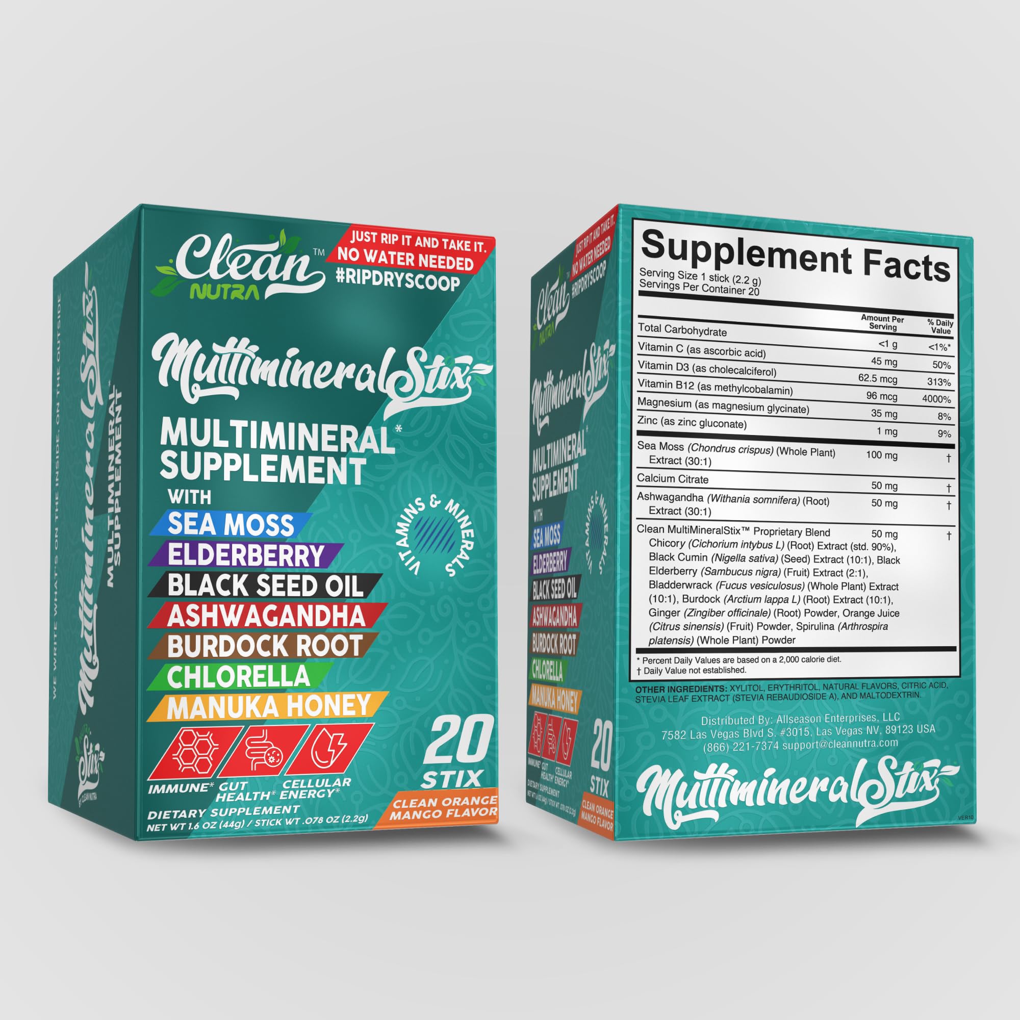 Clean Nutraceuticals palitos para llevar durante viajes