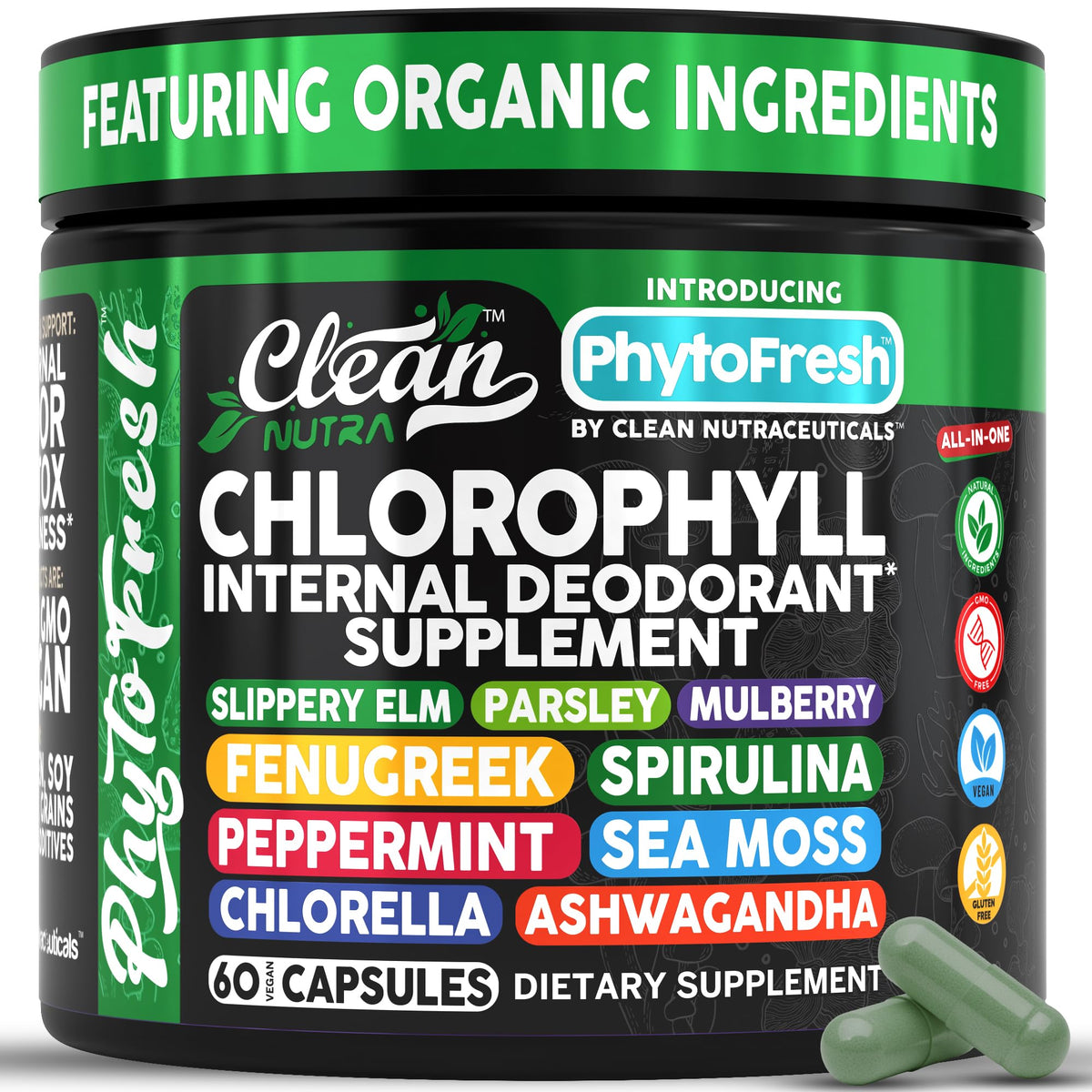 Cápsulas PhytoFresh de Clean Nutralics envase visible para energía y digestión equilibrada.