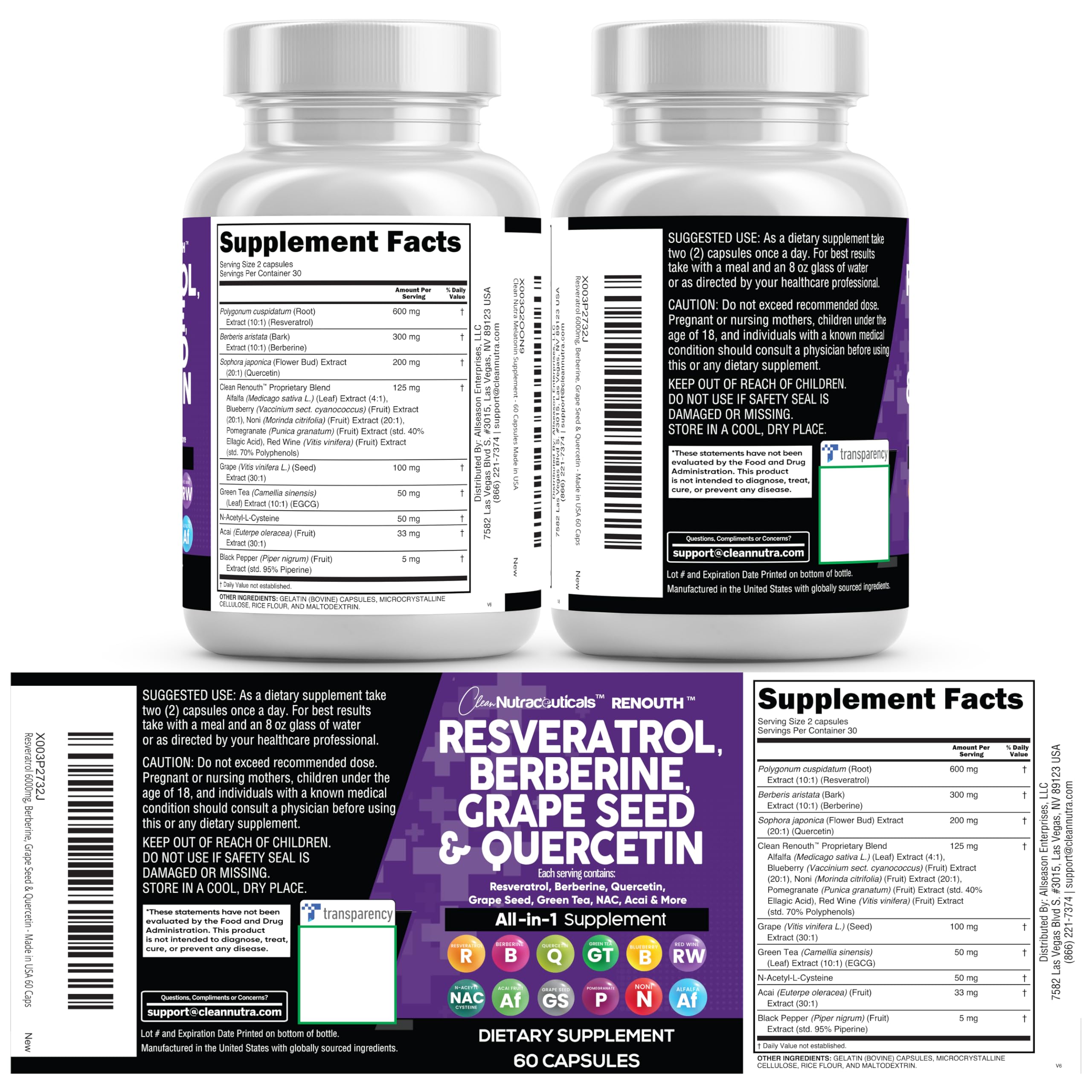 Clean Nutraceuticals Presentación en botella cápsulas listas para tomar