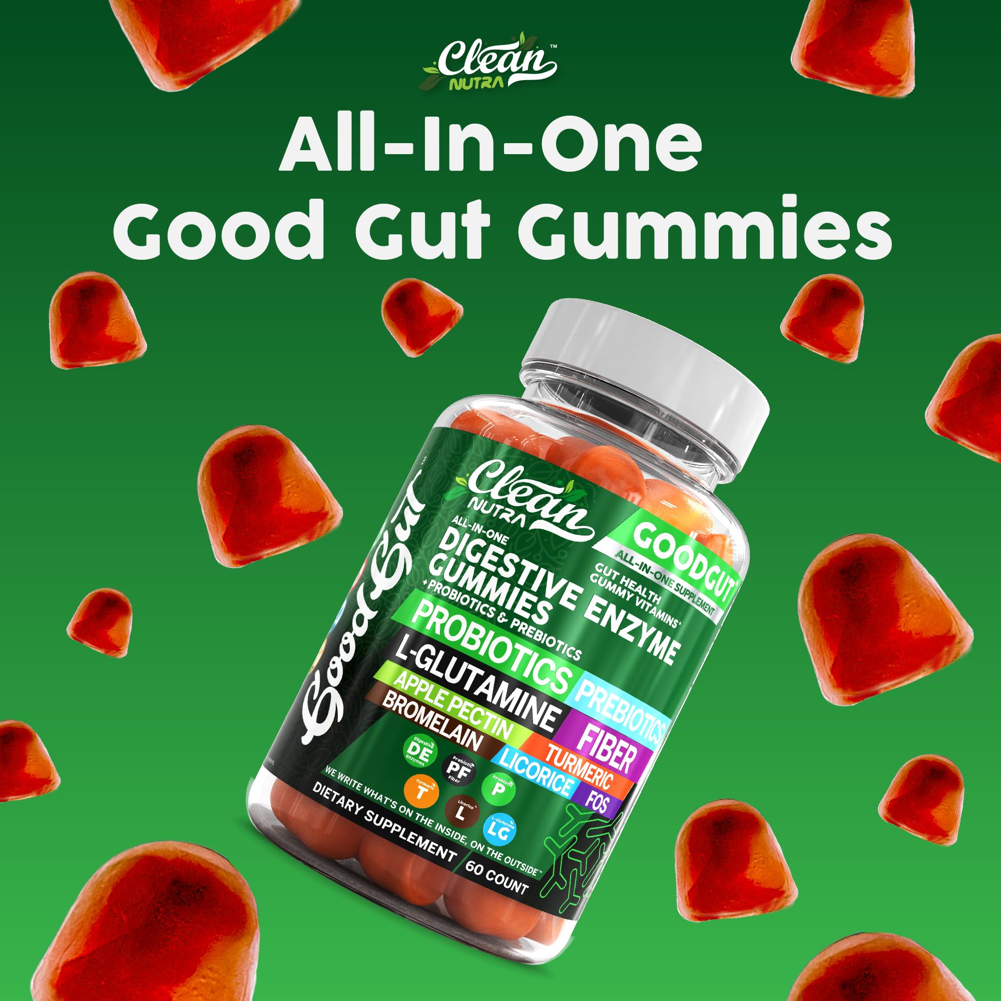 Probióticos de Clean Nutraceuticals para una digestión más suave.