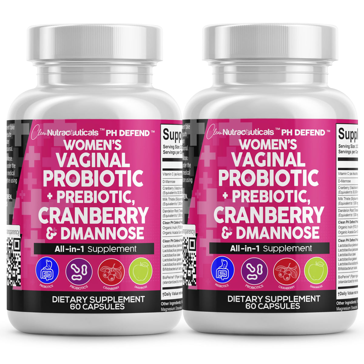 Clean Nutraceuticals Vaginal Probiotics en botella para equilibrio vaginal diario.