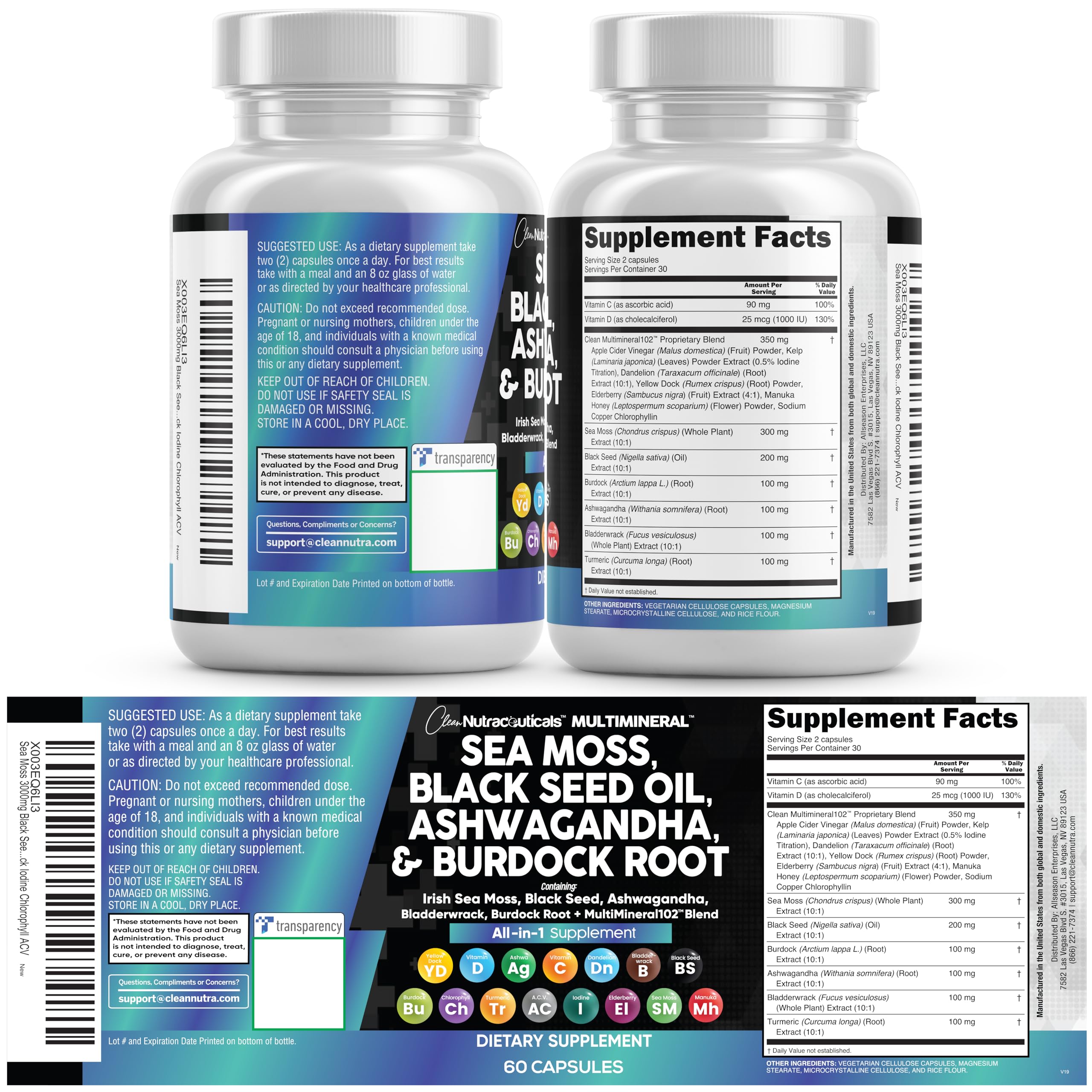 Clean Nutraceuticals saúco-manuka-diente de león en capsulas para bienestar general