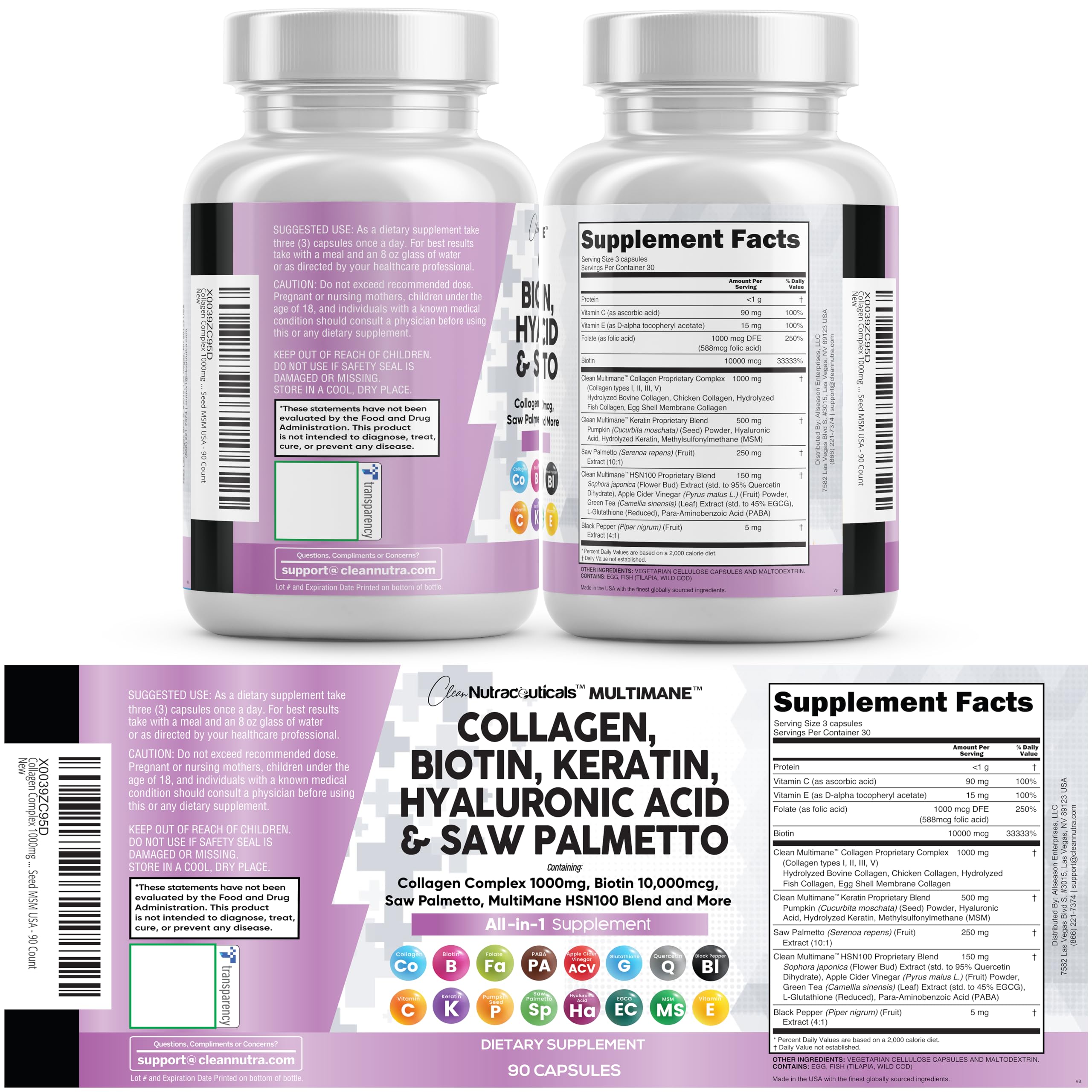Saw Palmetto Clean Nutraceuticals para apoyo capilar.