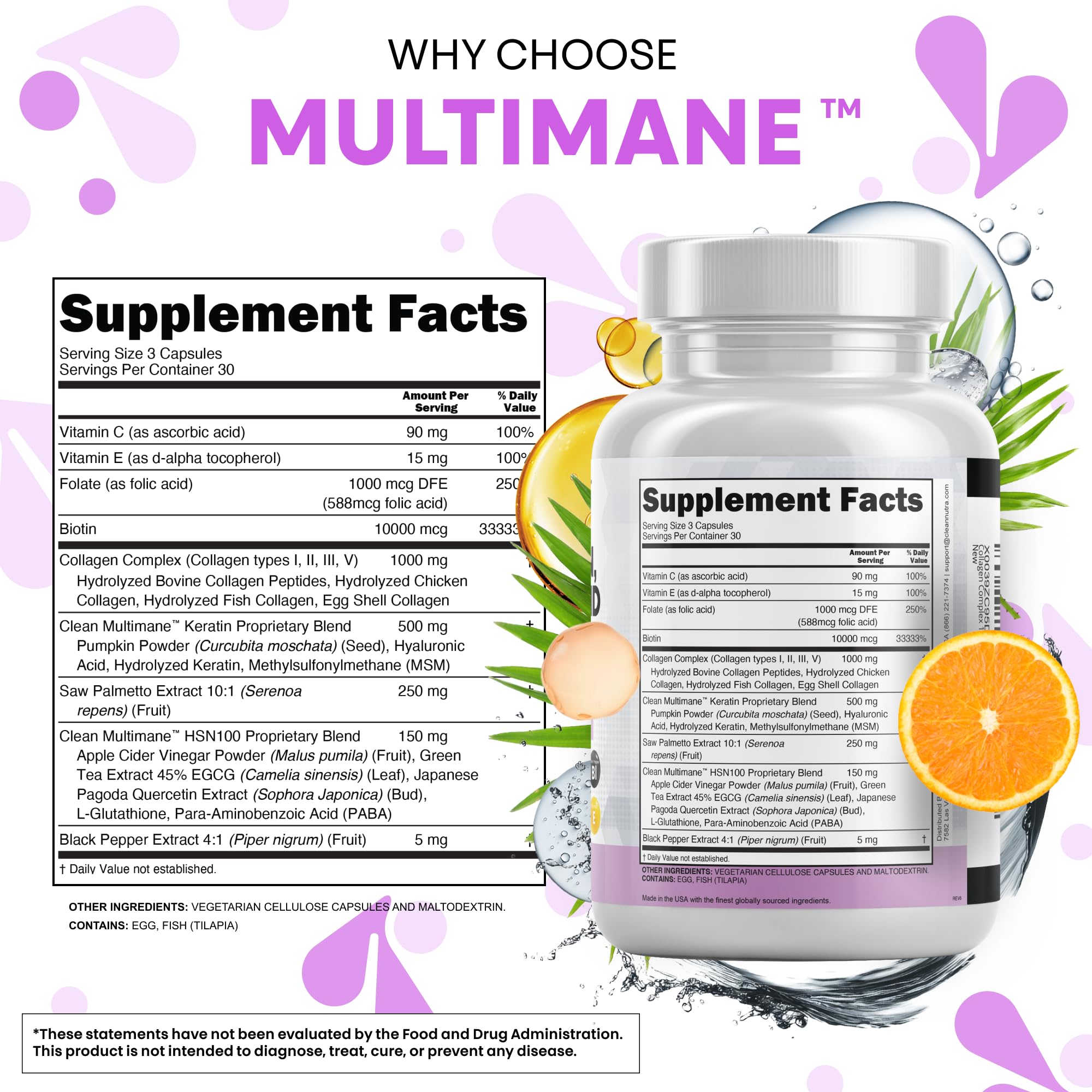Clean Nutraceuticals: saw palmetto en frascos, apoyo para salud capilar