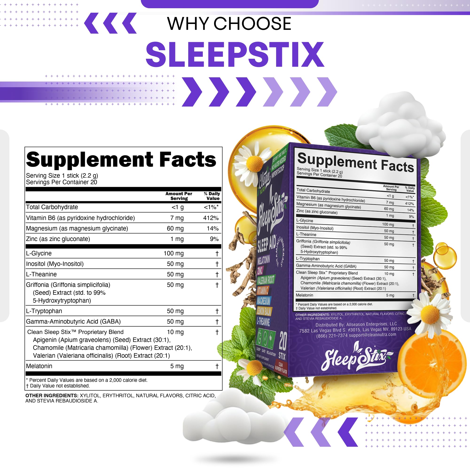 Clean Nutraceuticals sobre sueño sin azucar: opción conveniente y libre de azúcar para la noche.