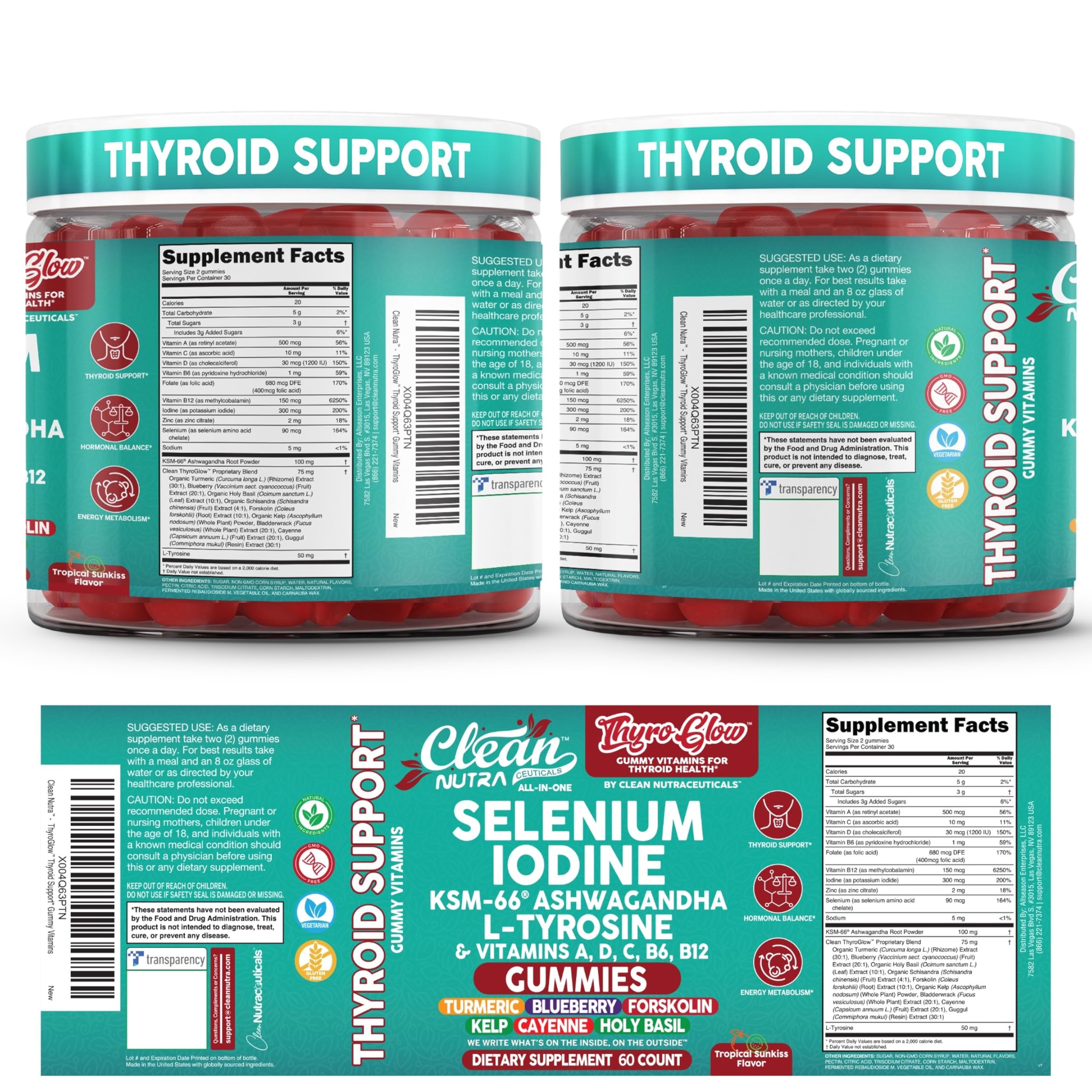 ThyroGlow de Clean Nutraceuticals – sabor tropical sunkiss para experiencia agradable.