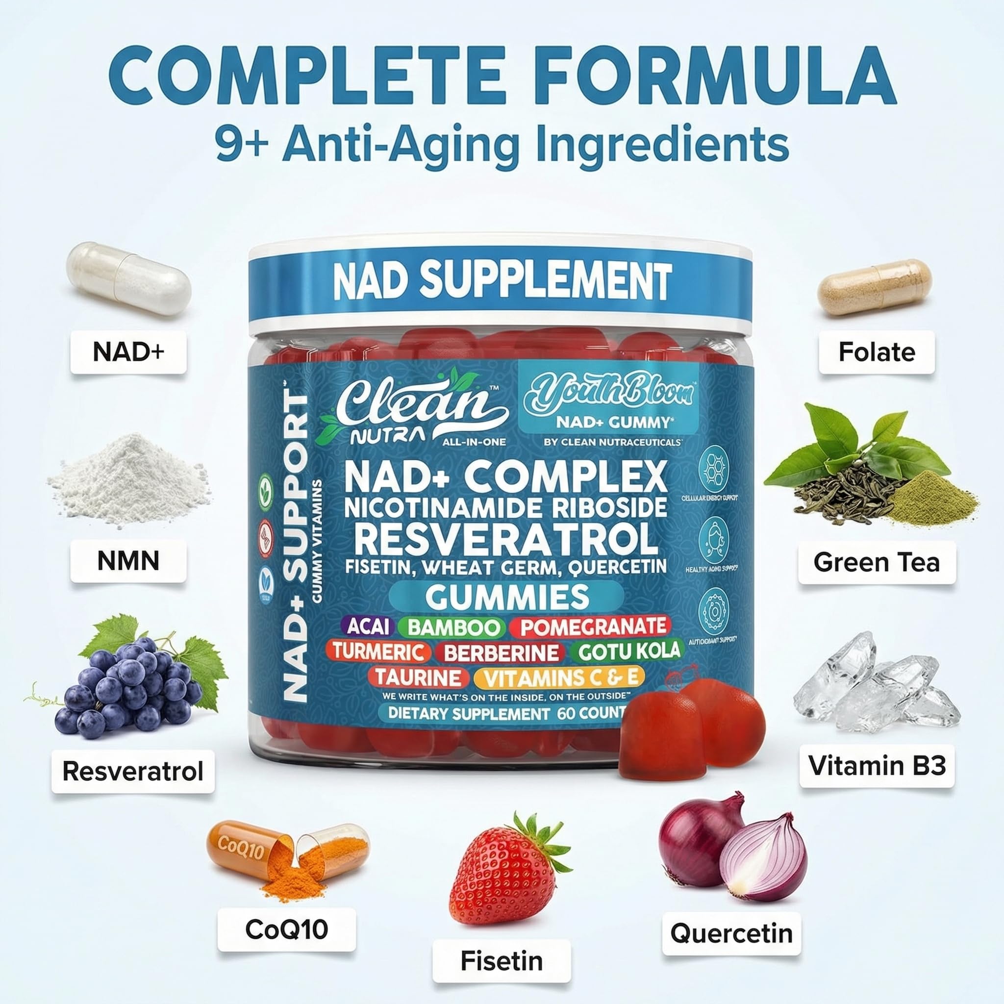 Gomita con colágeno y vitamina C, para elasticidad.