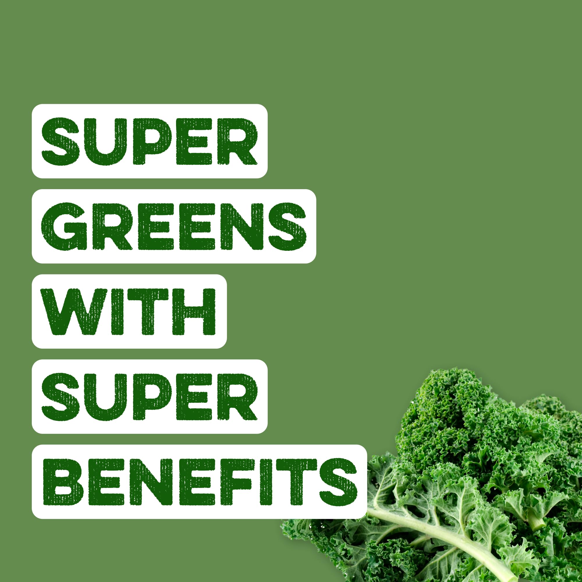 Panel de ingredientes de Clean Simple Eats Super Greens resalta chlorella y espirulina para nutrición equilibrada.