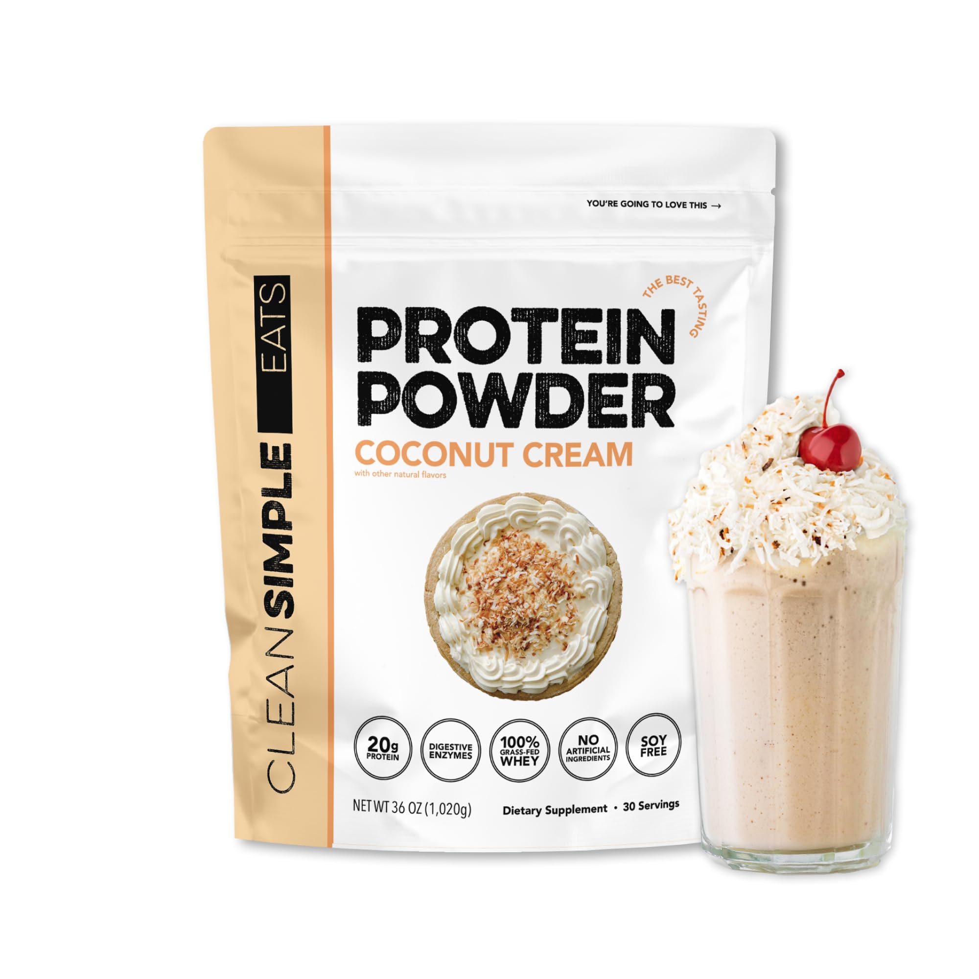 Proteína Clean Simple Eats crema de coco lista para mezclas deliciosas y nutritivas.
