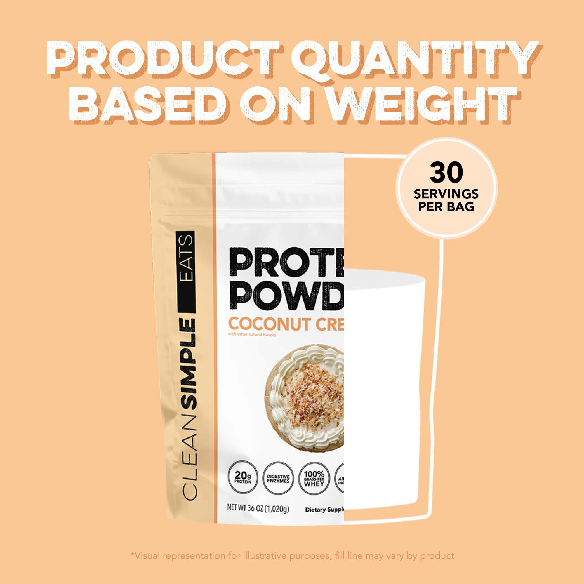 30 porciones de Clean Simple Eats proteína de suero de pasto.
