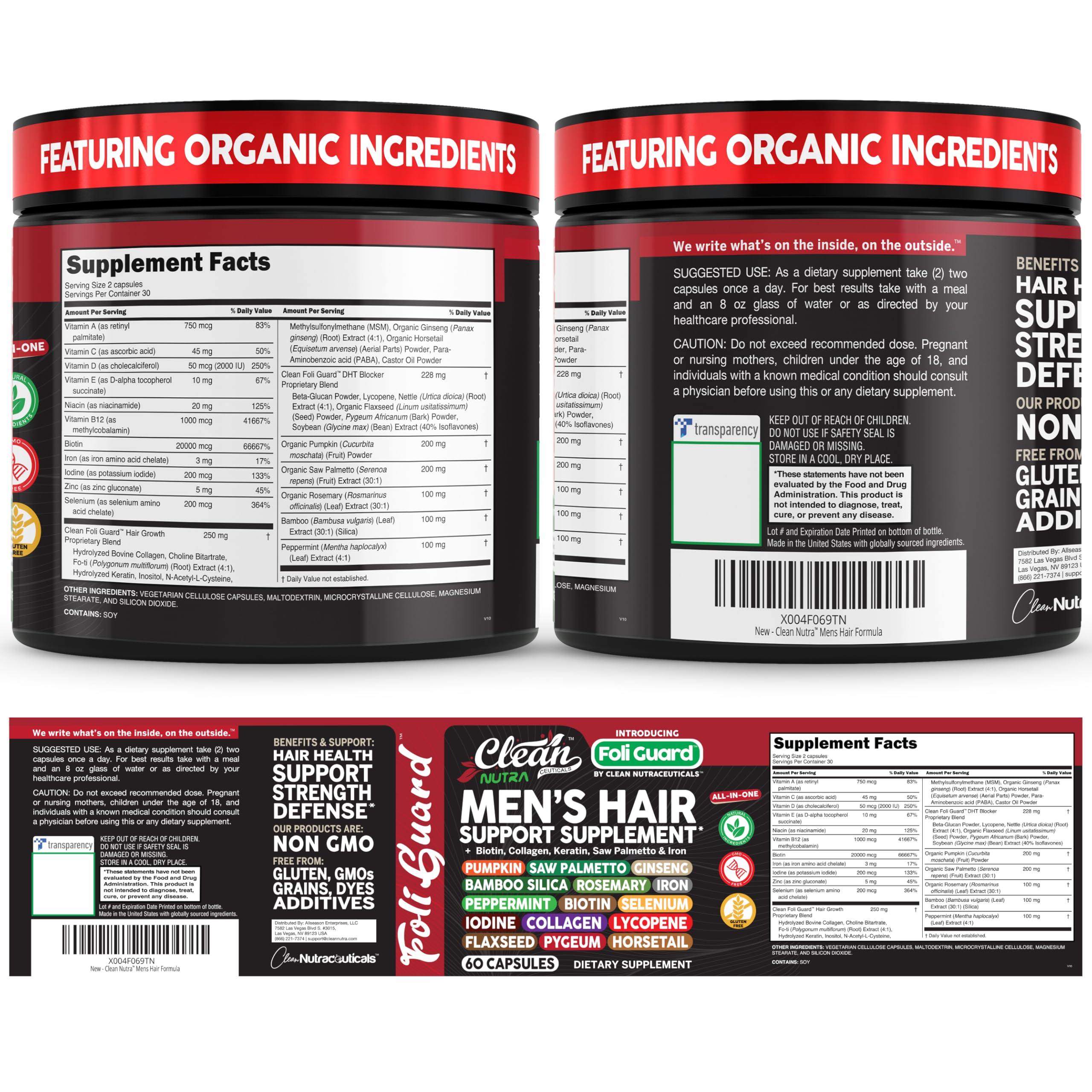 Clean Nutraceuticals Foli Guard, envase sostenible, almacenamiento cómodo del suplemento.