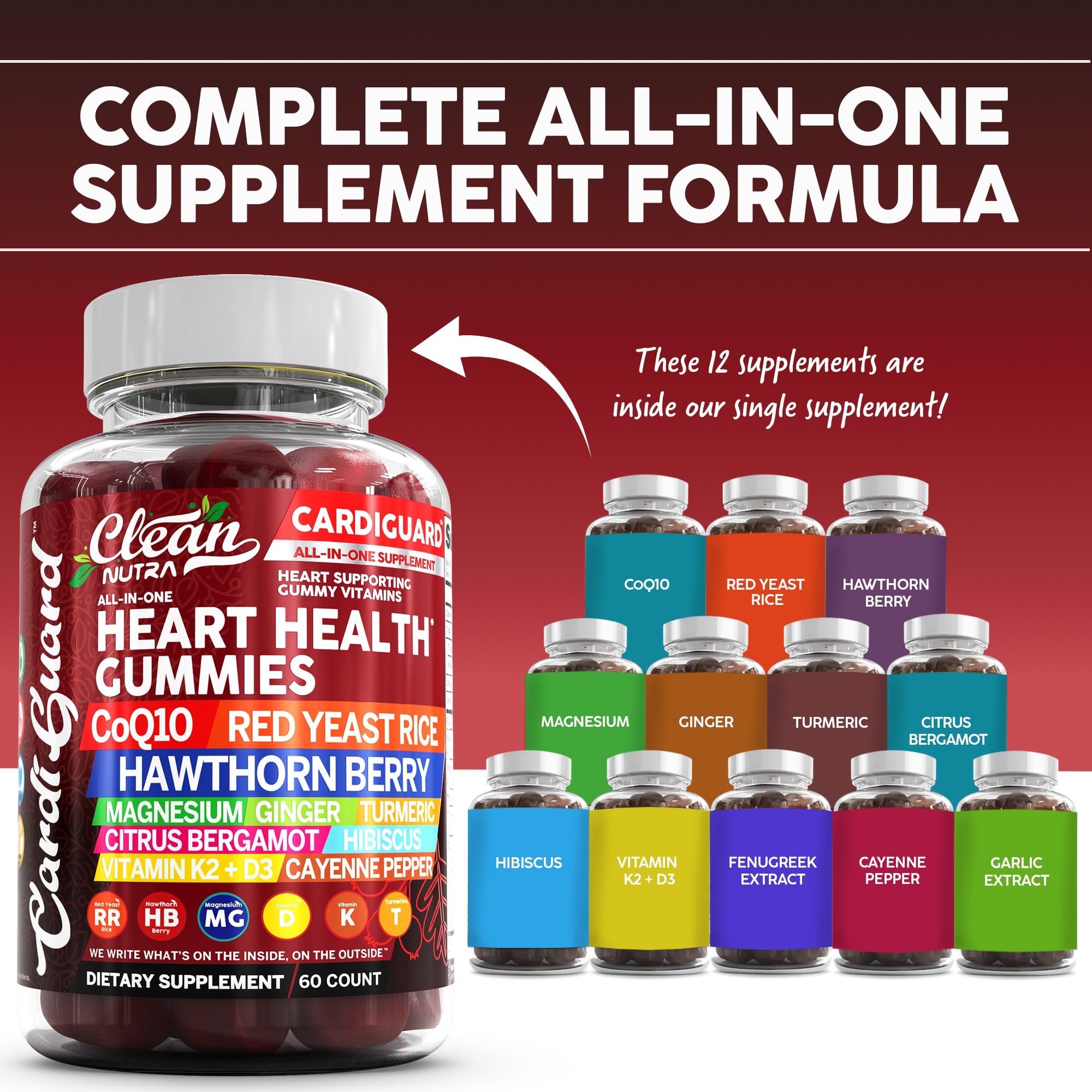 Clean Nutraceuticals gomitas CoQ10 con etiqueta clara para verificar ingredientes