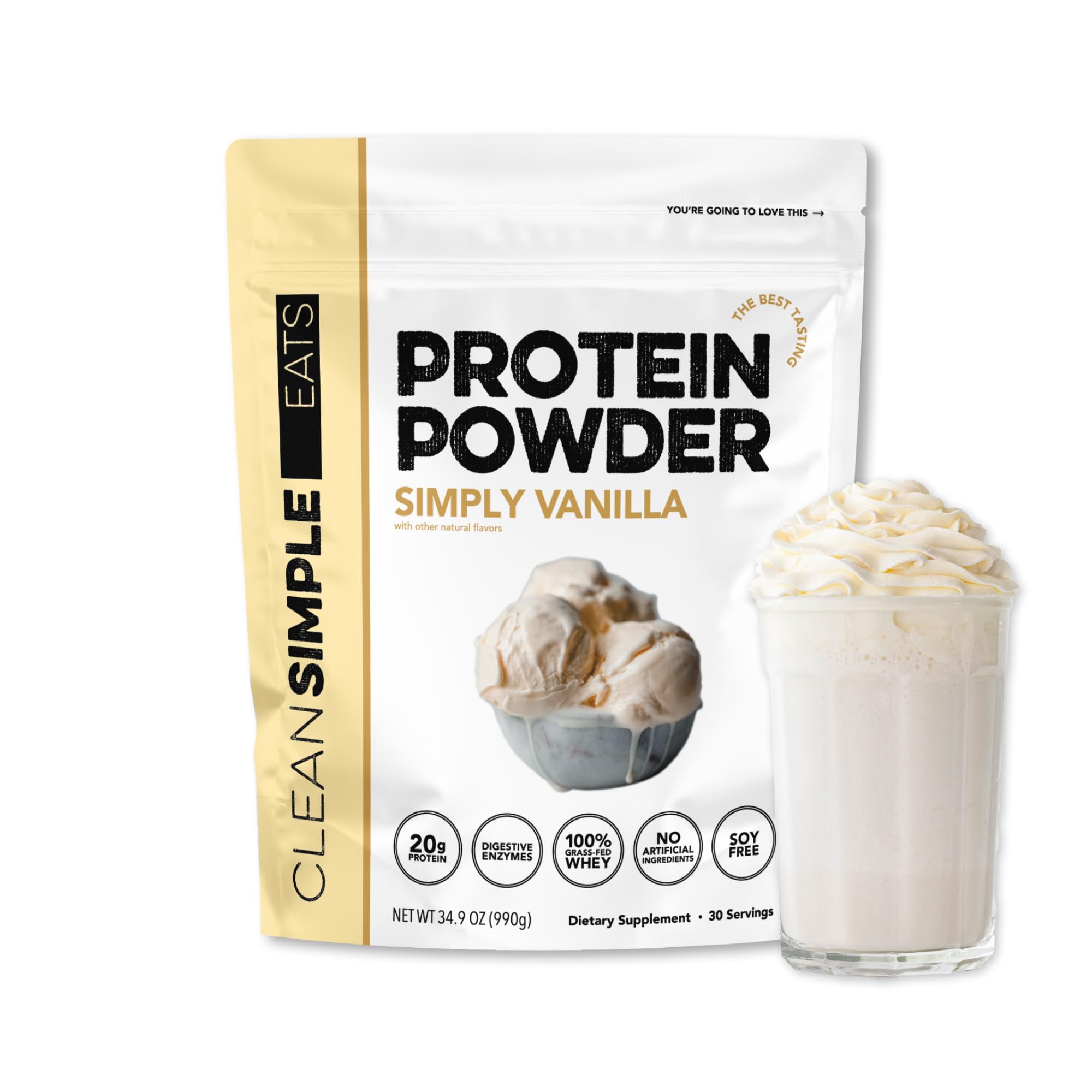 Proteína Clean Simple Eats vainilla, envase de 30 porciones para uso diario