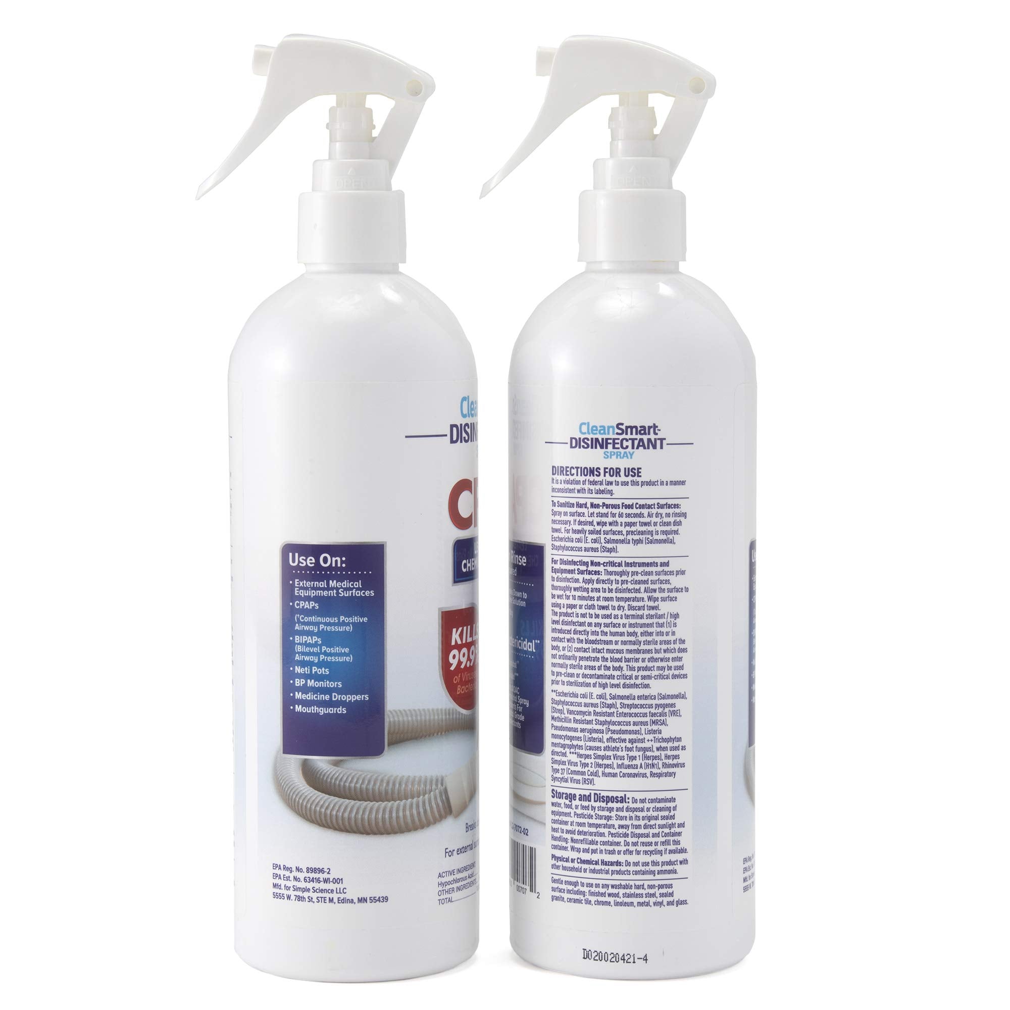 CleanSmart CPAP spray sin residuos: aplicación rápida, sin necesidad de enjuague.