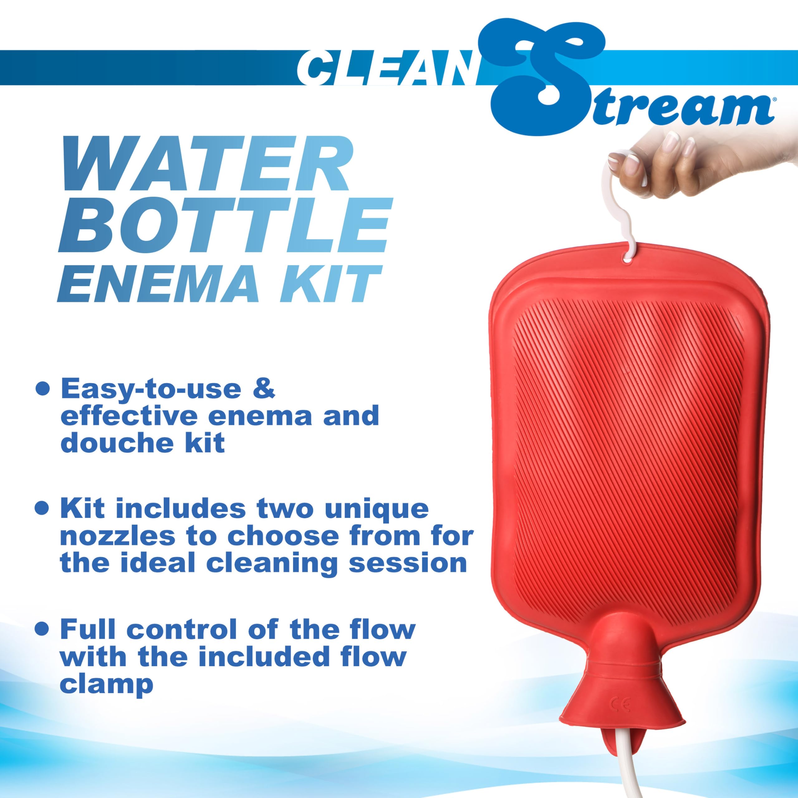 Cleanstream botella ducha, punta vaginal, para limpieza suave y controlada en casa.