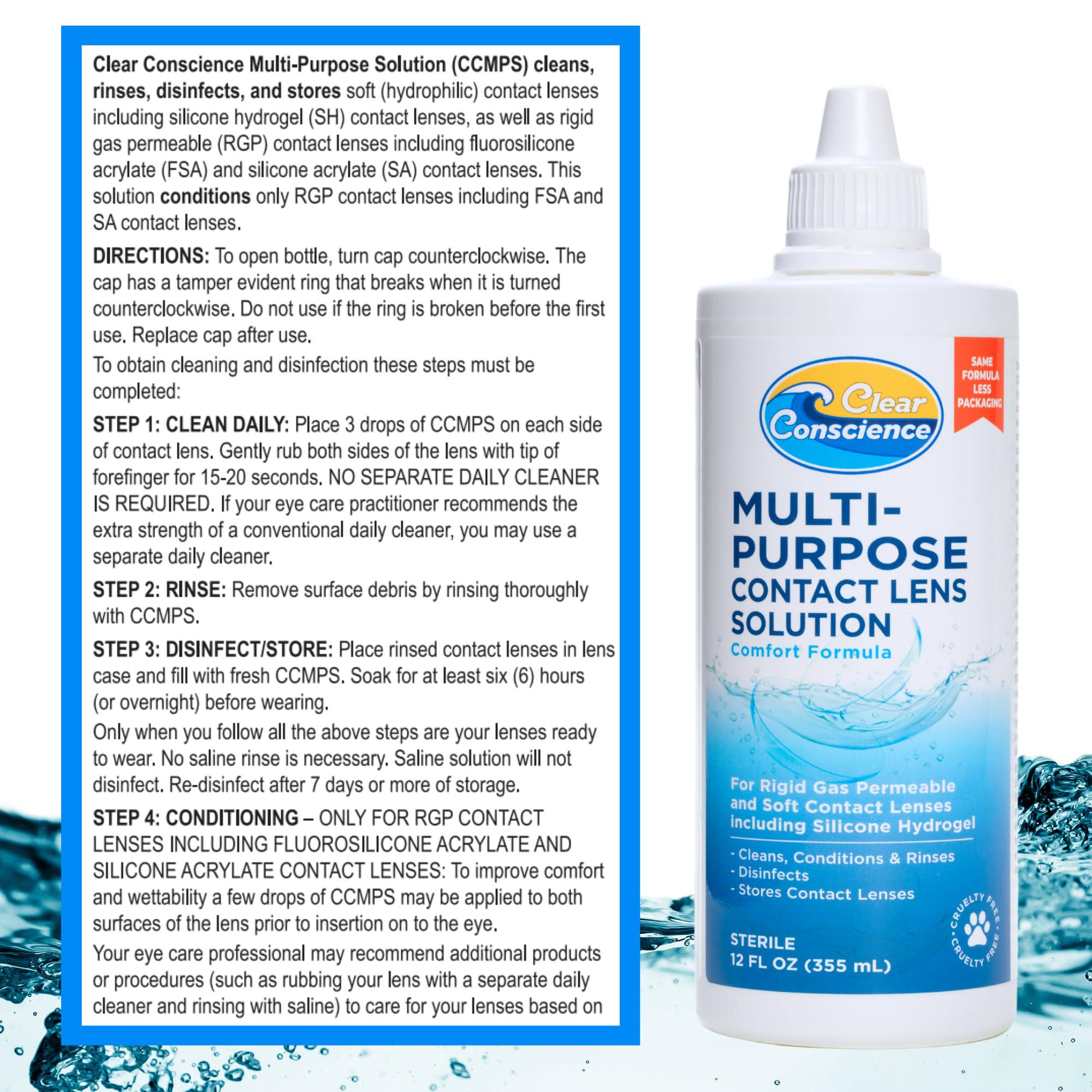 Clear Conscience Higiene ocular confiable para limpieza profunda.