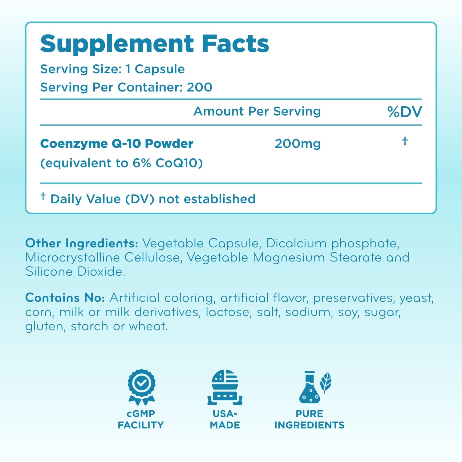 CoQ10 200 mg ubiquinona de Clear Formulas en cápsulas estables.