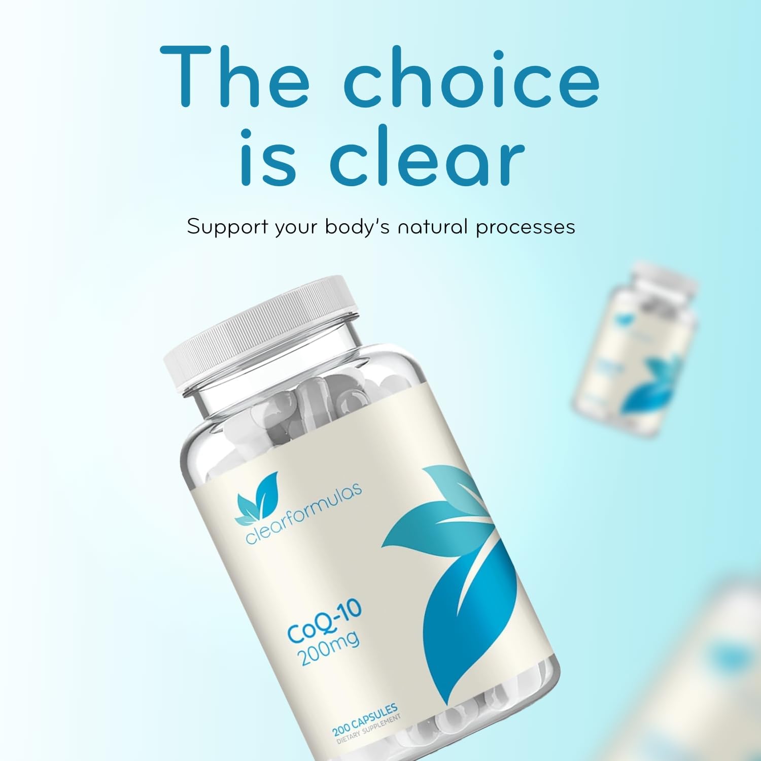 Dosis precisa de 200 mg con Clear Formulas CoQ10 para consistencia diaria.