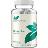 Clear Formulas Histamine Guard frasco con cápsulas para apoyo diario.