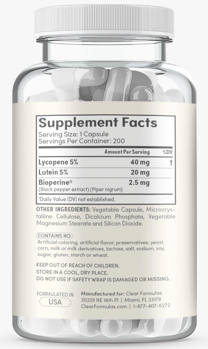 Clear Formulas Luteína y Licopeno, dosis diaria, fácil de incorporar en la rutina