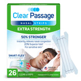 Clear Passage tira nasal extra-fuerza sobre el puente para dormir mejor.