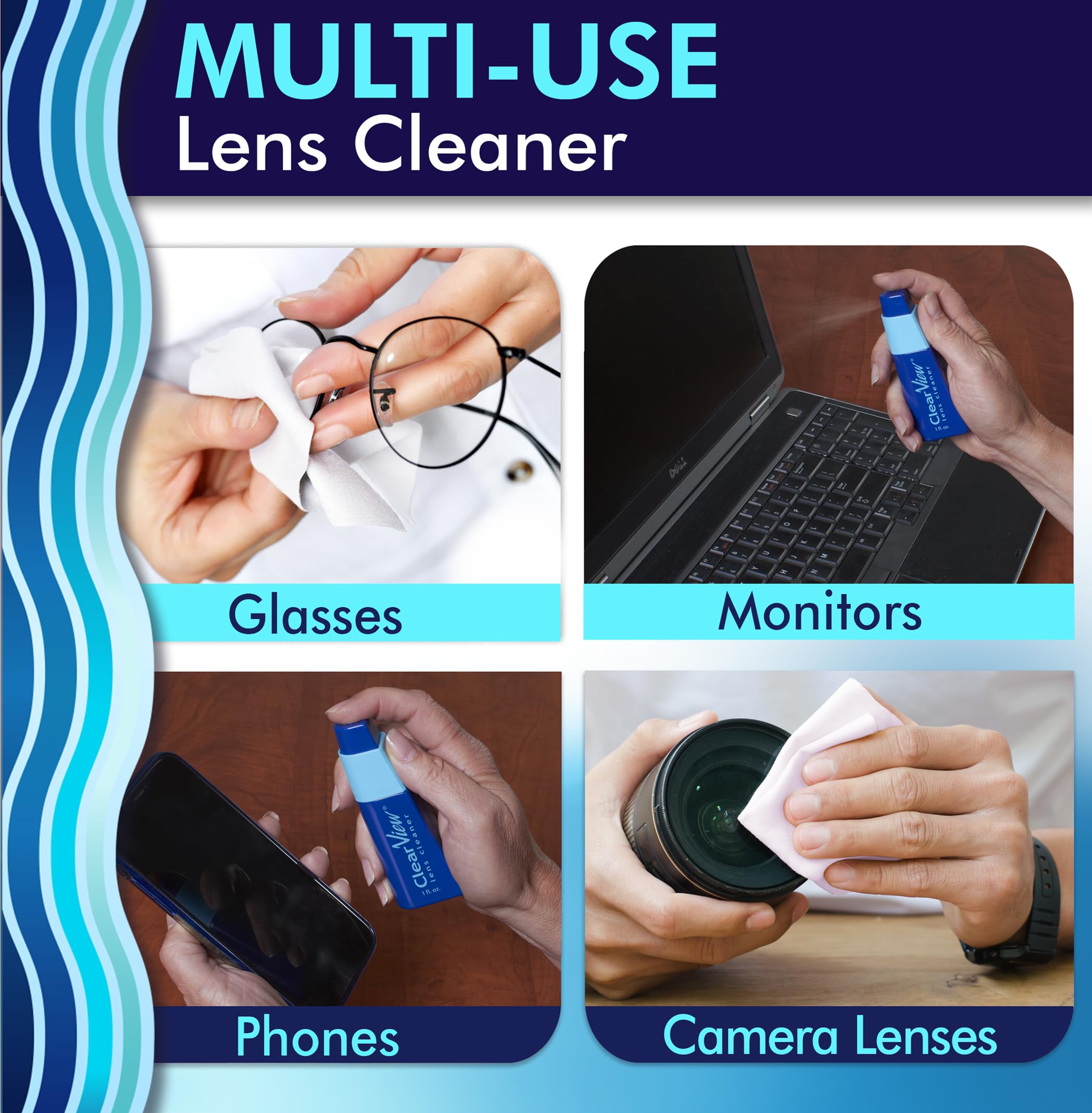 Clear View apto para gafas, lentes de sol y pantallas.