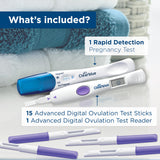 Clearblue Advanced Digital Ovulation Test Kit muestra la sonrisa para días de alta fertilidad.