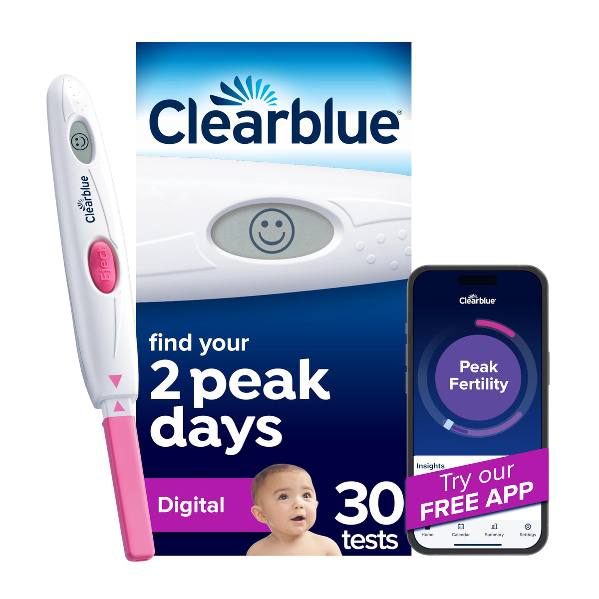 Clearblue prueb a ovulación digital, lector claro para identificar días fértiles con precisión.
