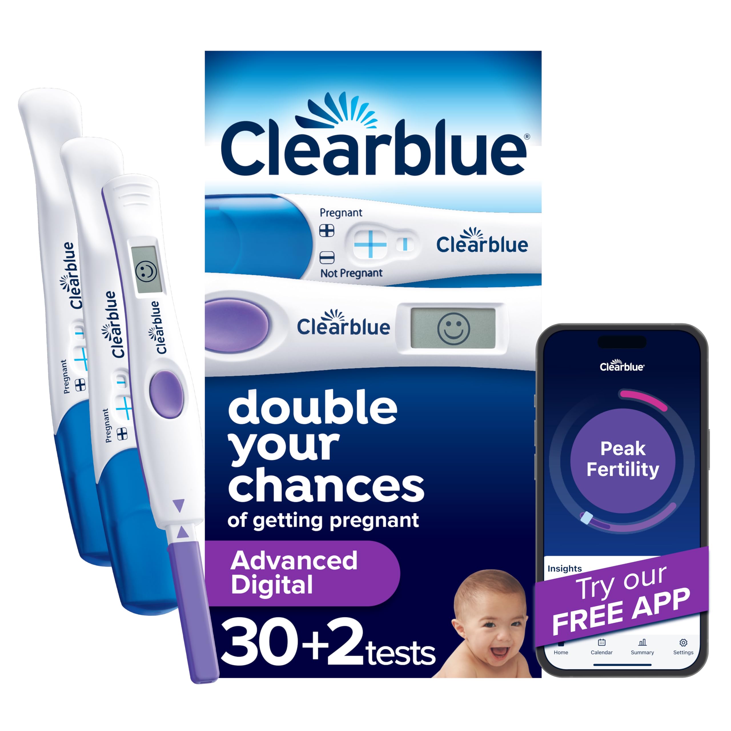 Clearblue Prueba de Ovulación Digital muestra resultados claros para planificar días fértiles.