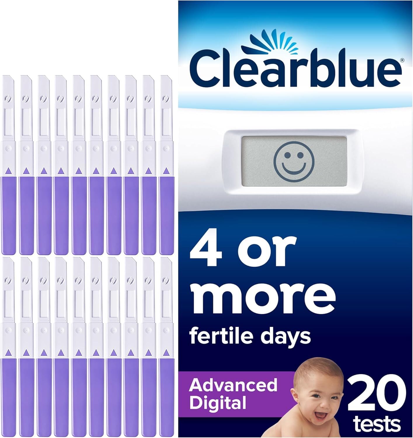 Clearblue tiras de ovulación digital avanzadas para seguimiento diario de la fertilidad
