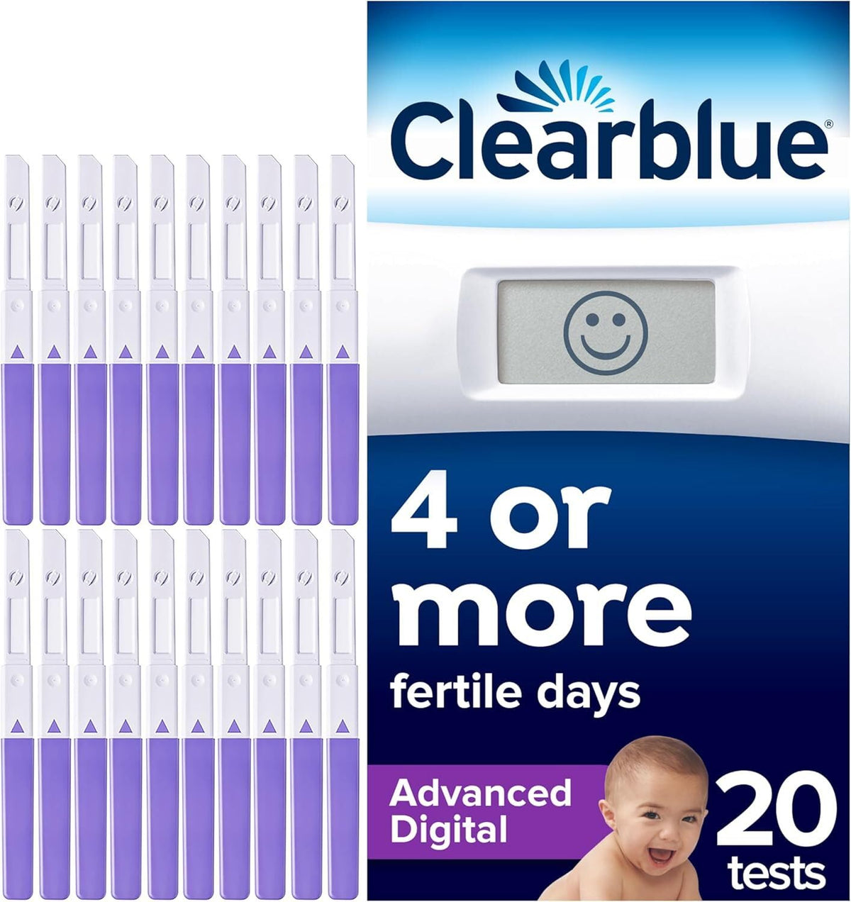 Clearblue tiras de ovulación digital avanzadas para seguimiento diario de la fertilidad