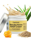 Clearbody Organics Manuka Honey Cream en tubo para aplicación suave y calmante.